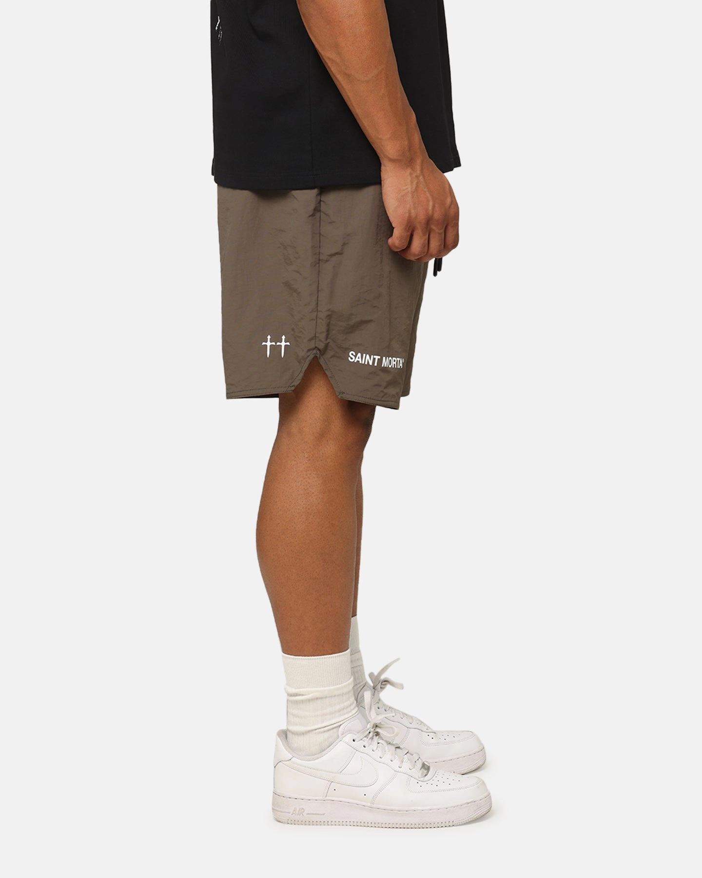 school clothing Saint Morta Official Nylon Shorts Dark Brown