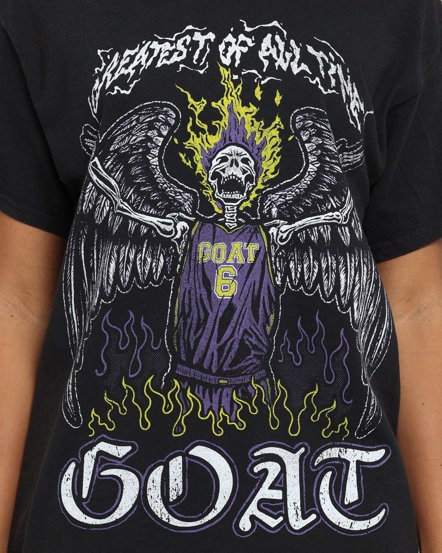 Comfortable Stretch Goat Crew Los Angeles Angels Vintage T-Shirt Black Wash