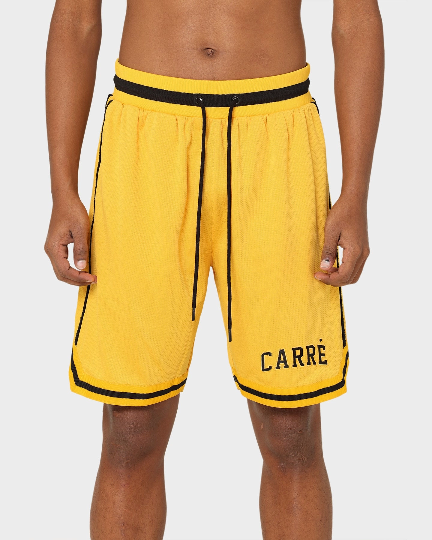 Carr?? Cours Basketball Shorts Yellow snap closure