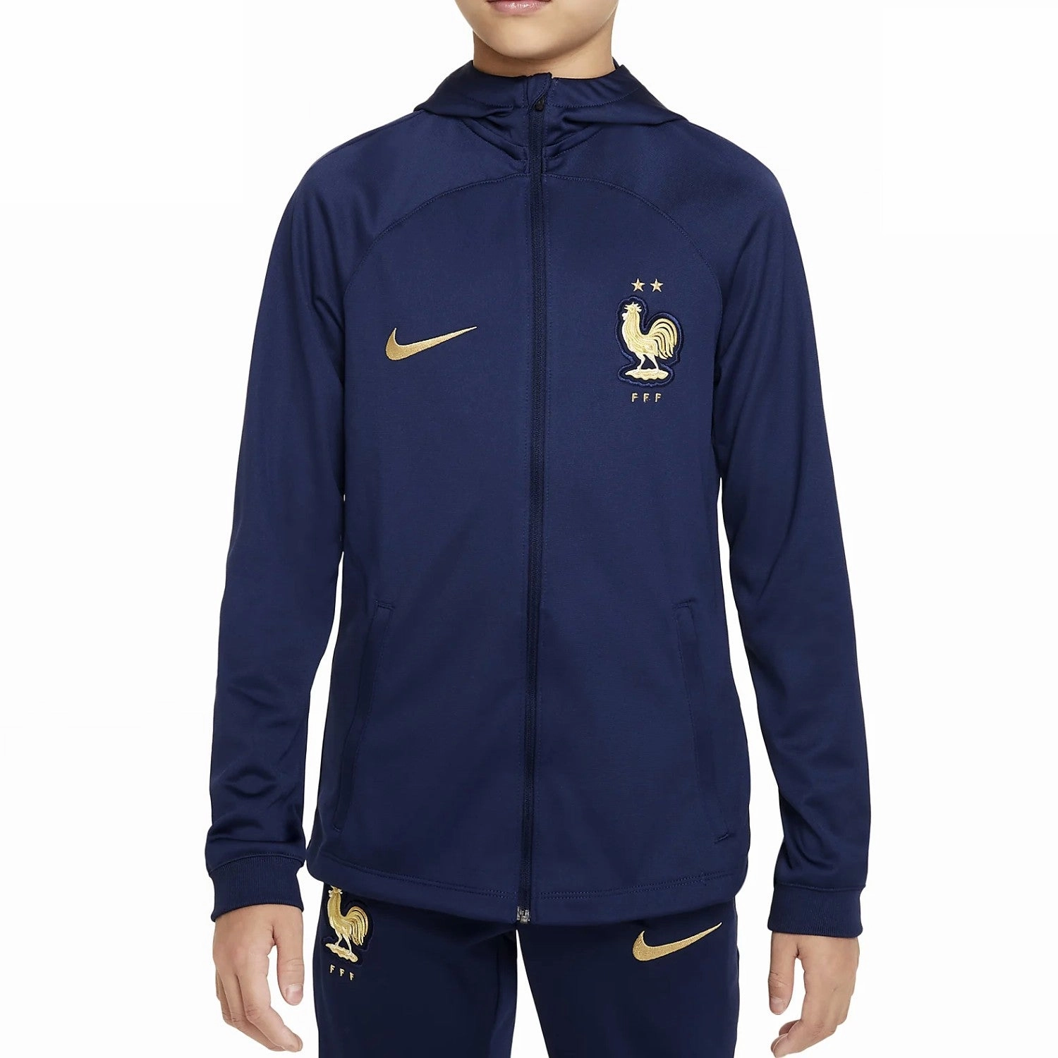 Kids - France hooded training presentation tracksuit 2022/23 - Nike Smooth silhouette Thermoregulating Fabric