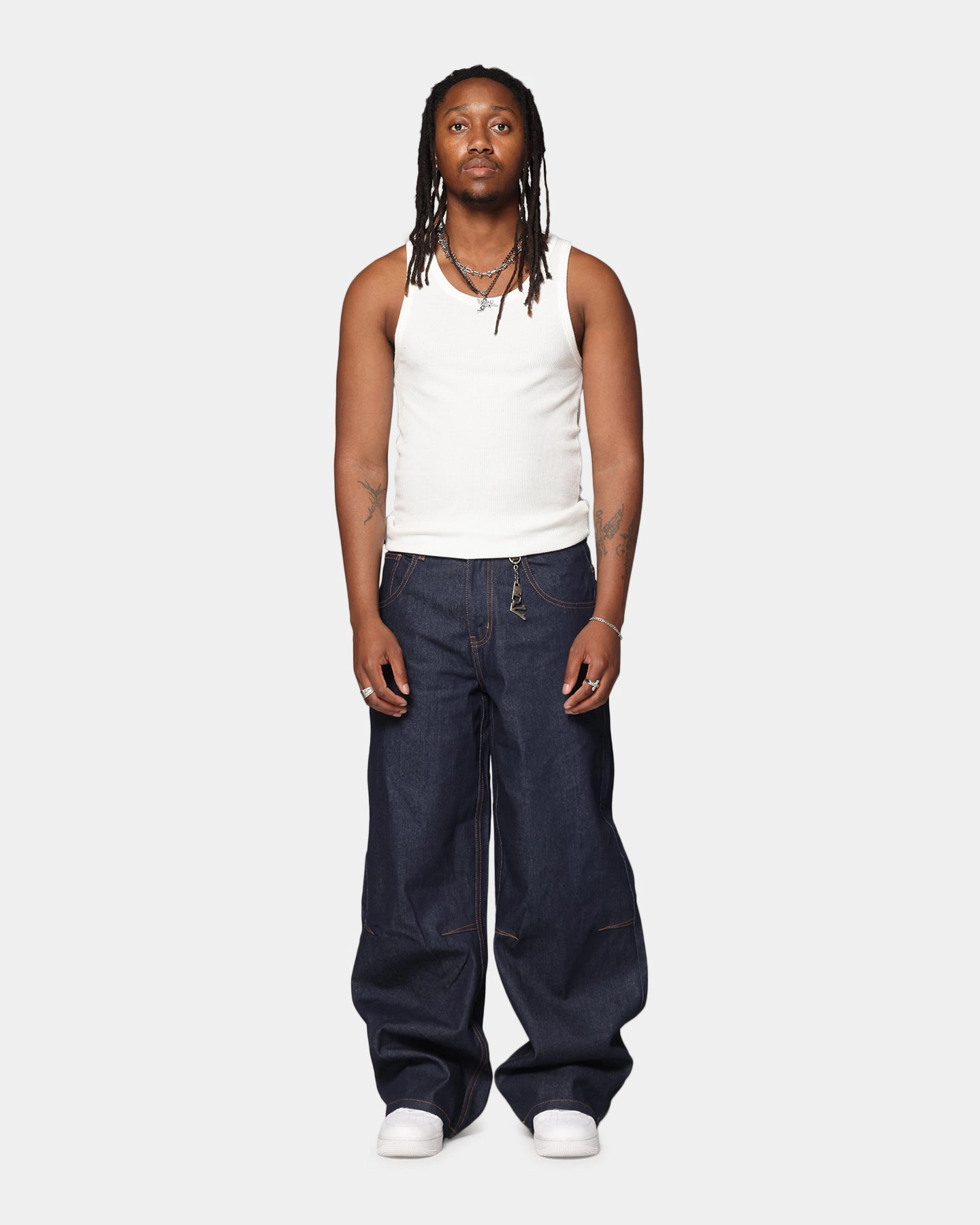 Stretchy Material Basic Look Saint Morta Amplus Jeans Indigo/Tan