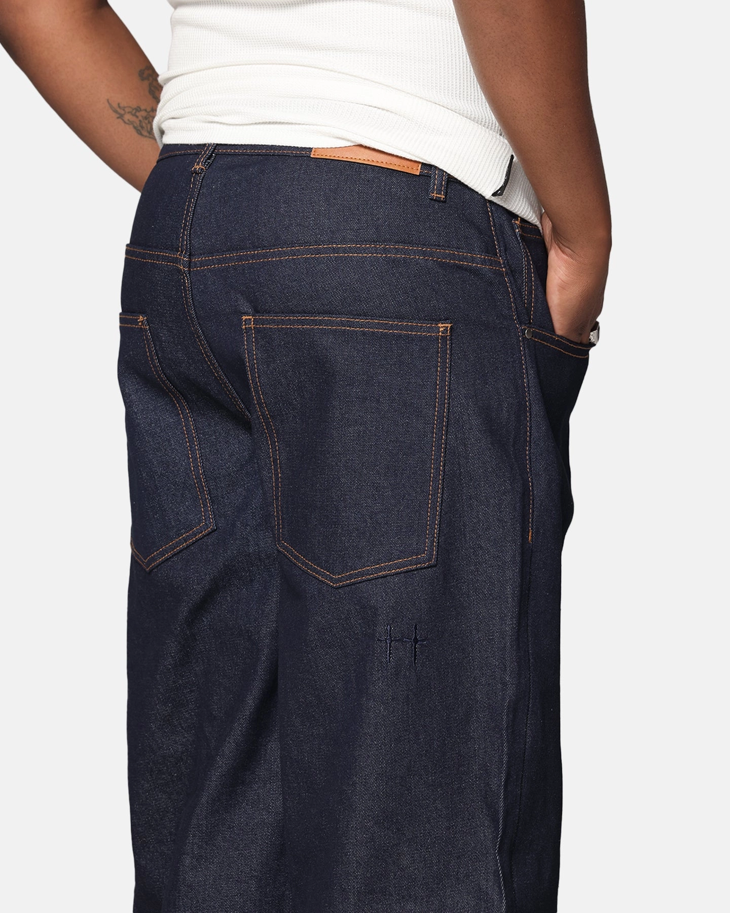 Saint Morta Amplus Jeans Indigo/Tan High Waist AdjustableWaistband