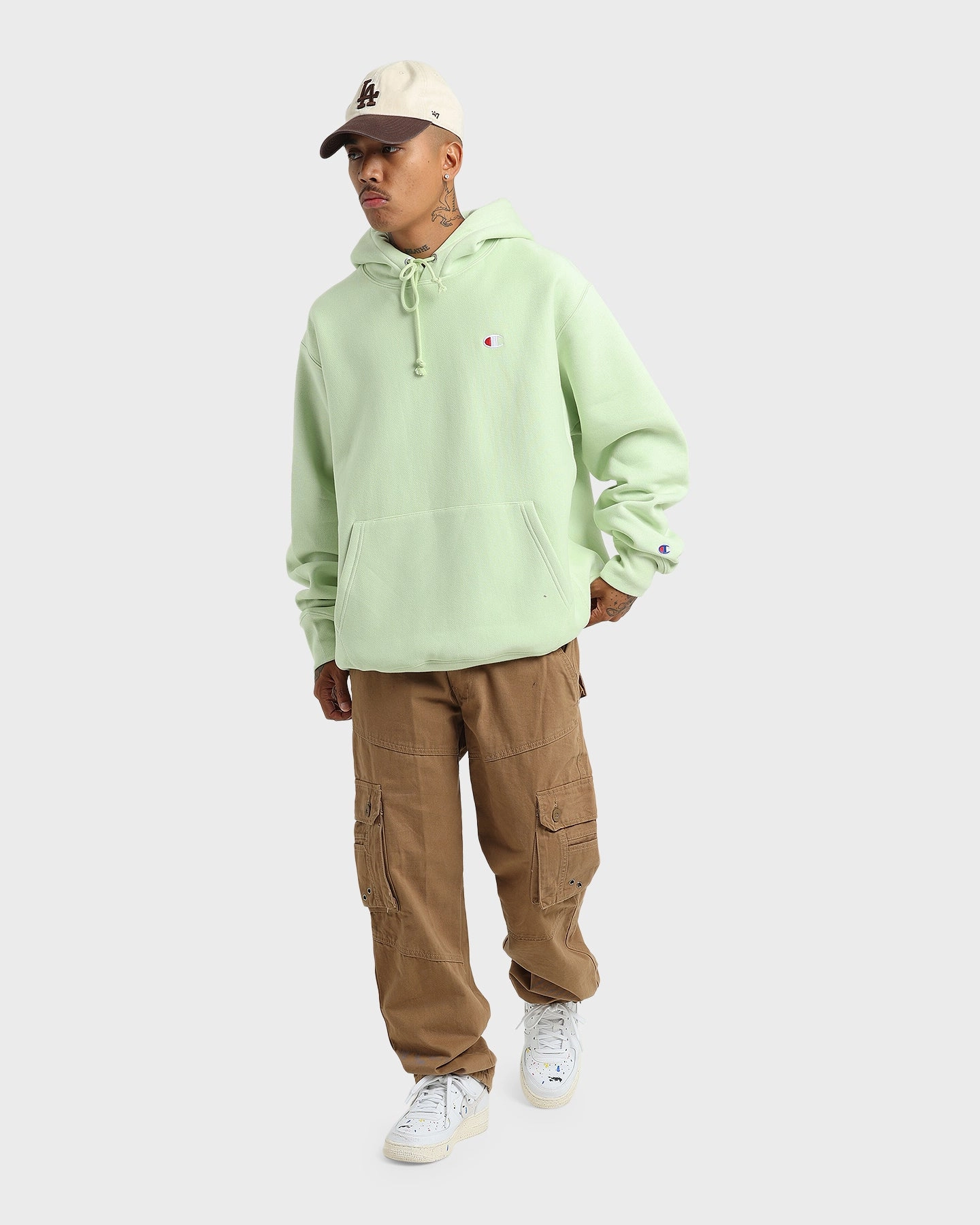 Champion Reverse Weave Small C Hoodie Mint To Green Modern