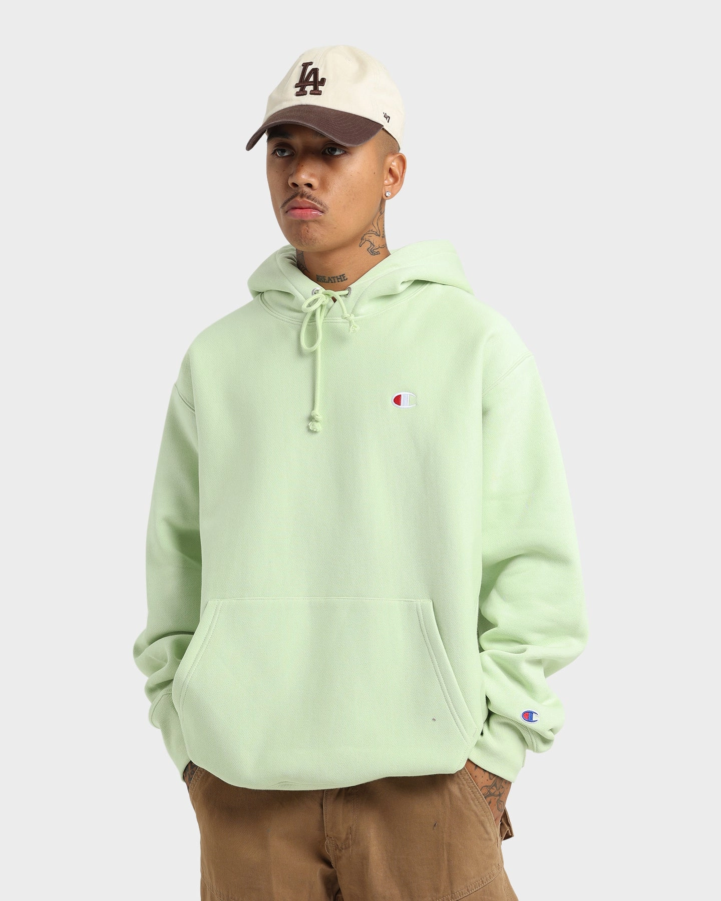 Champion Reverse Weave Small C Hoodie Mint To Green Versatile Protection Collar Options