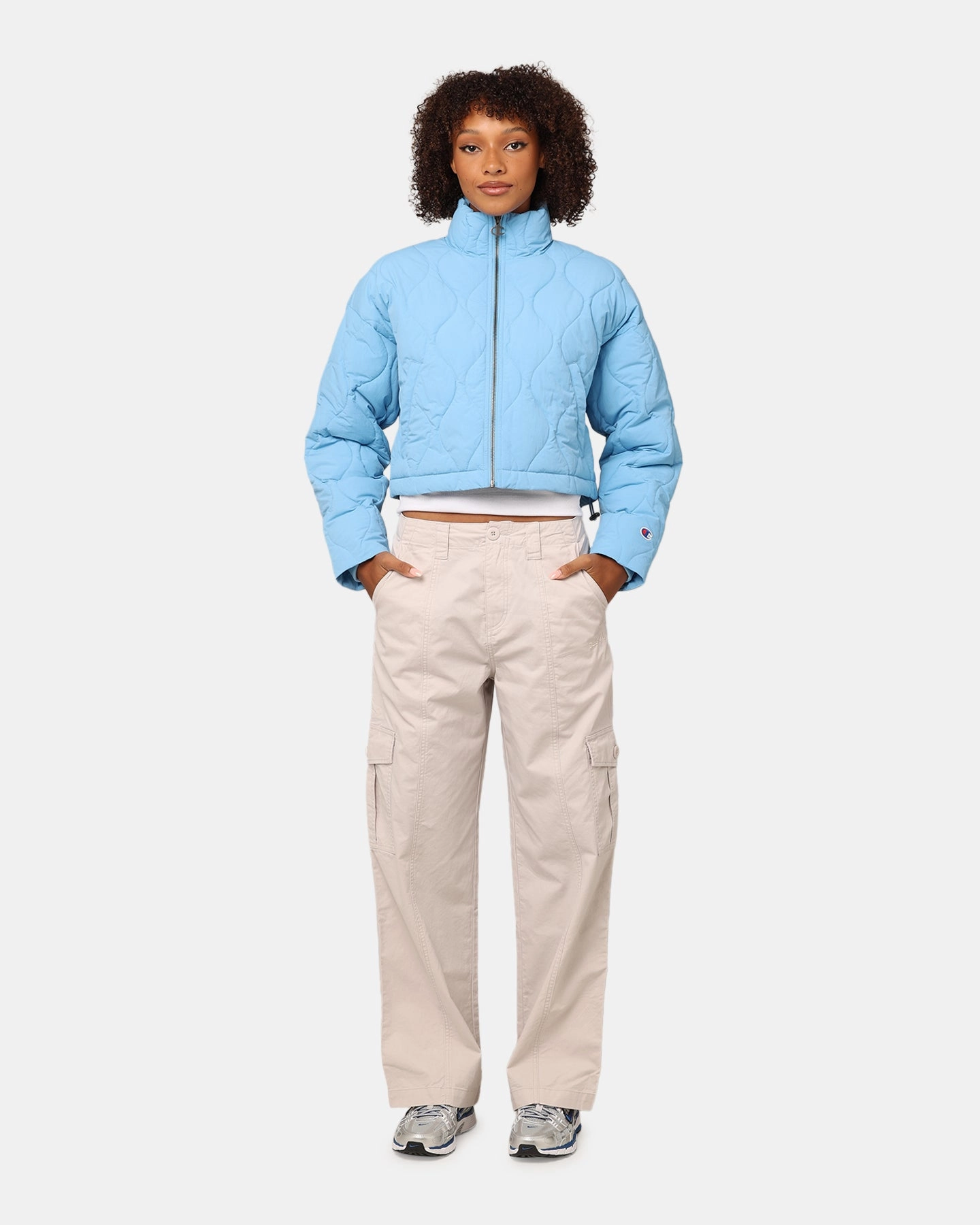 Construct Impact Absorbing Padding Champion Women's Re:Bound Cropped Puffer Jacket Track & Field