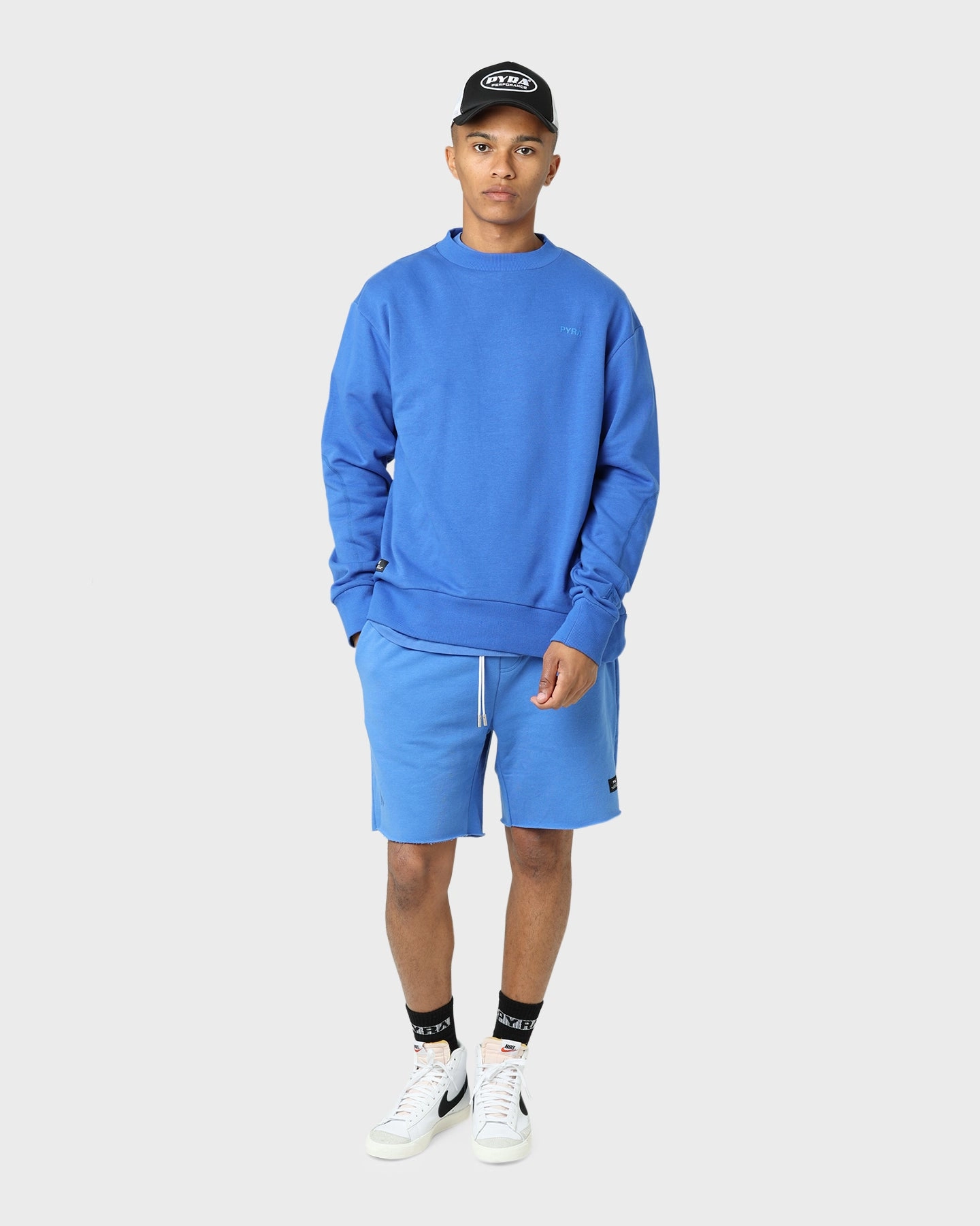 Pyra Raw Slouch Shorts Blue cheering section runners