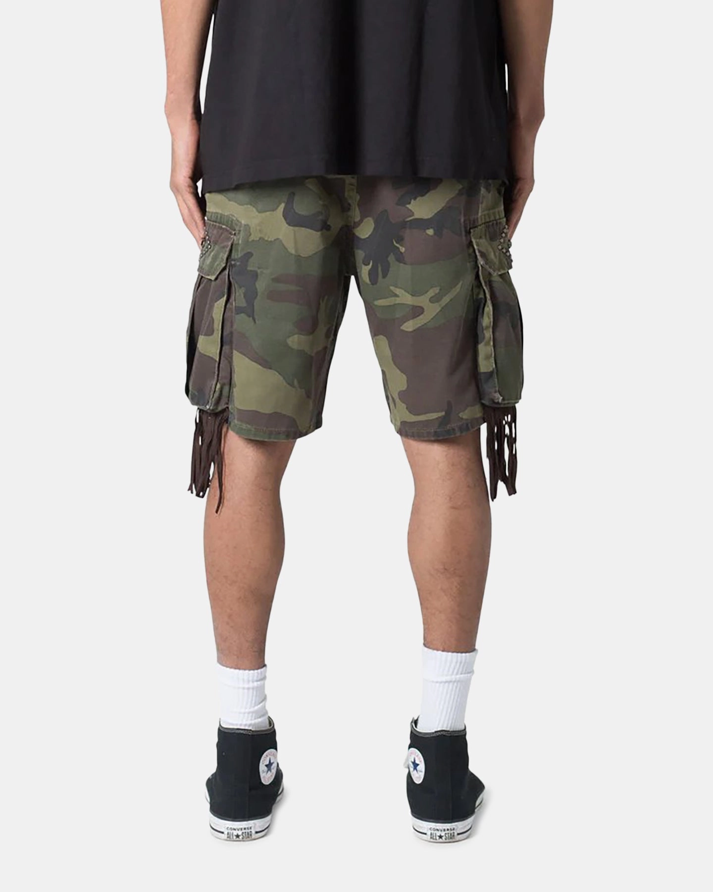 Clean Mood MNML Tassle Cargos Denim Shorts Camo