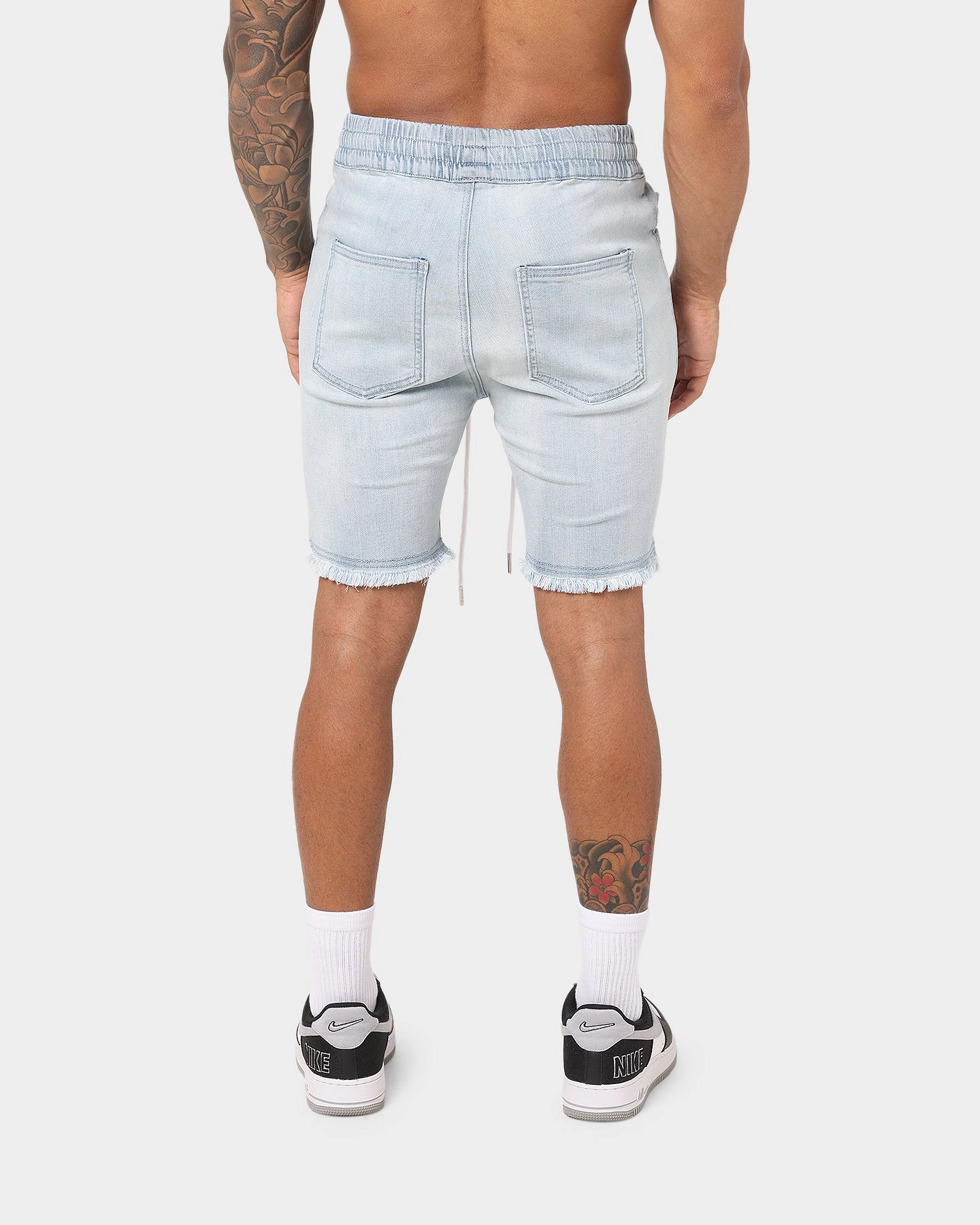 ENES Gunner Skinny Ripped Short Light Blue Unique Piece Four Way Stretch Fabric