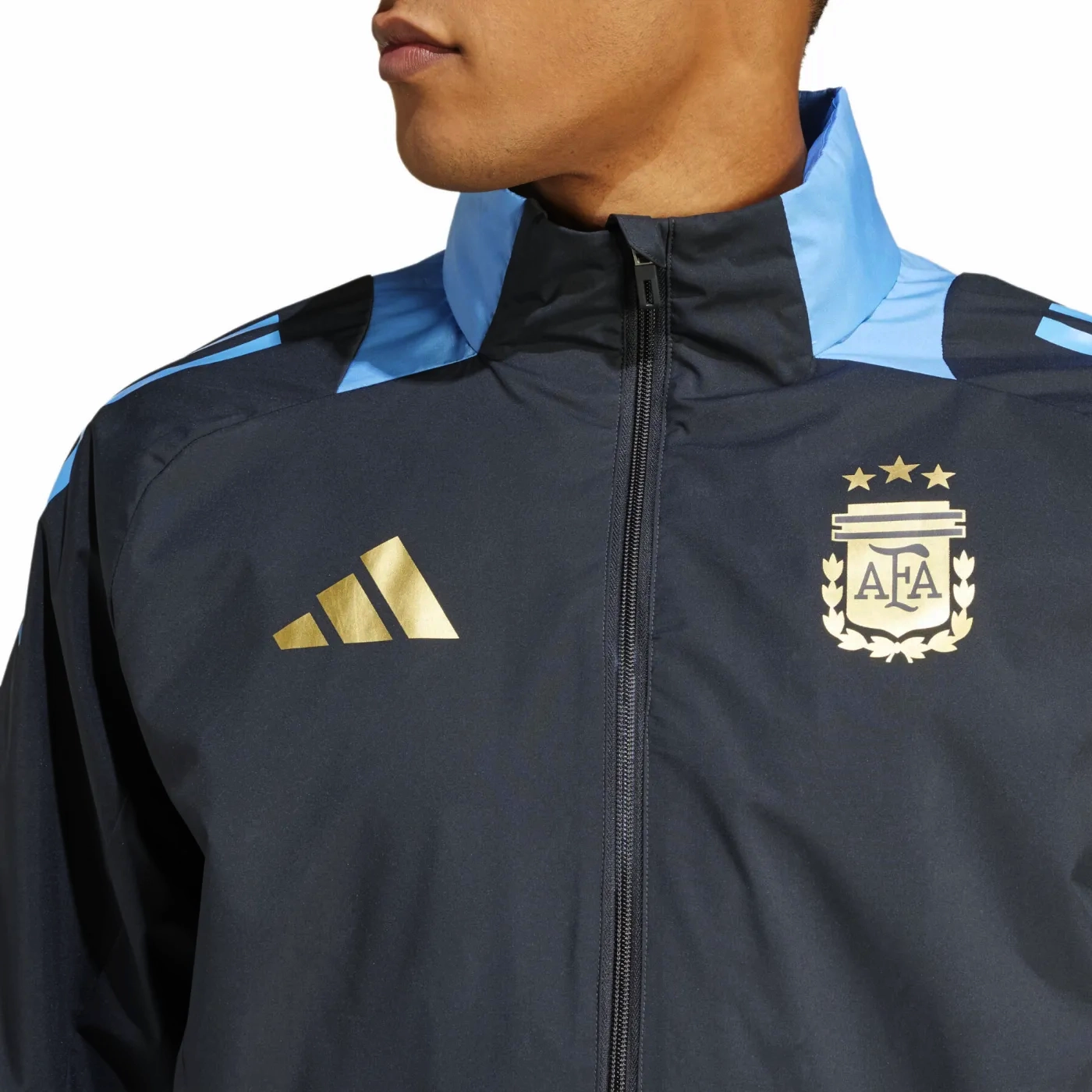 Argentina soccer training rain jacket 2024/25 - Adidas GlowInTheDark Accents Military-inspired