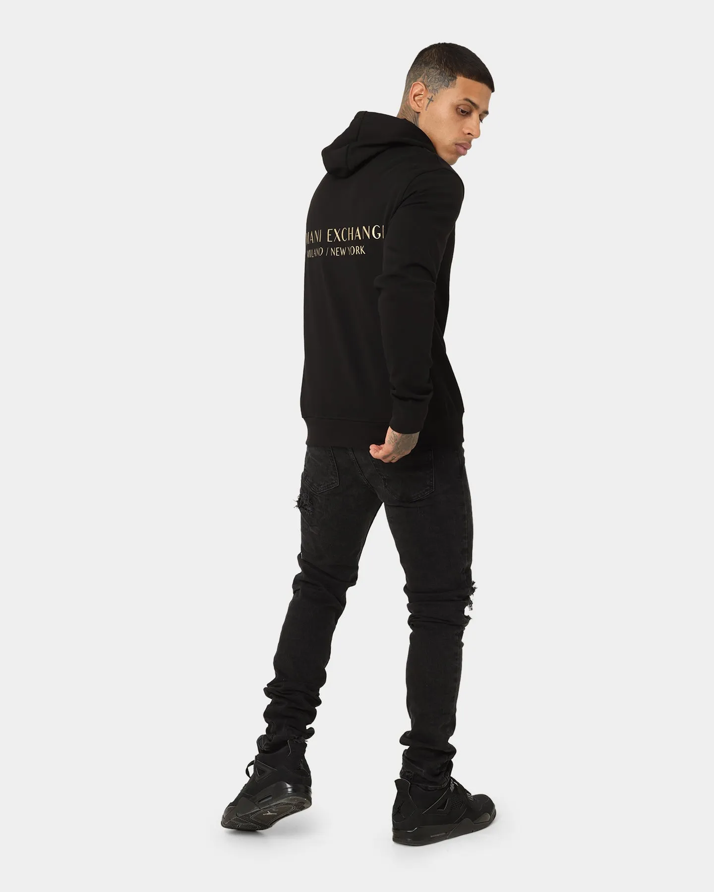 Check Aid Armani Exchange Felpa Hoodie Black