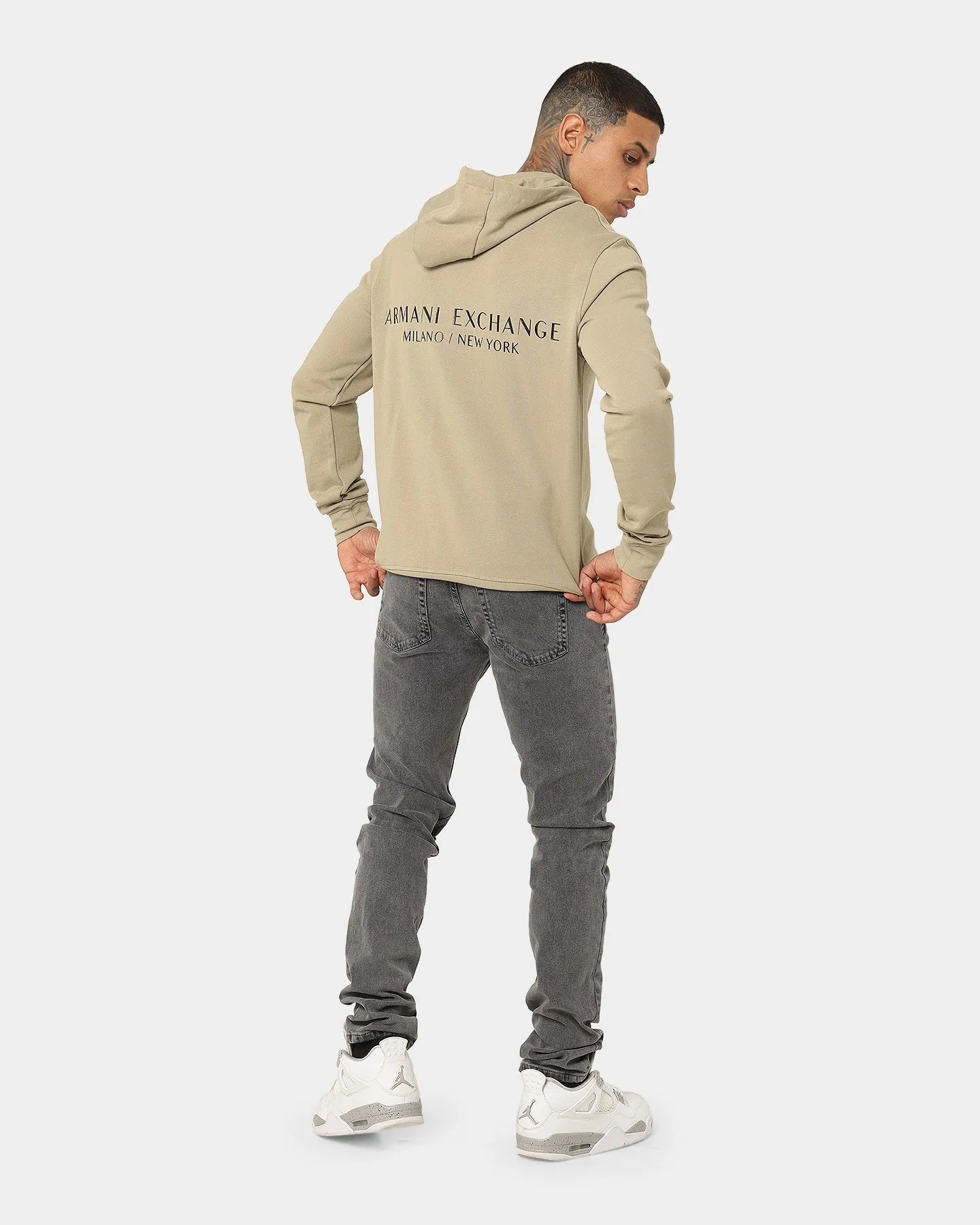 Armani Exchange Felpa Hoodie Tree House Elastic Cuff Mechanism Solid Color