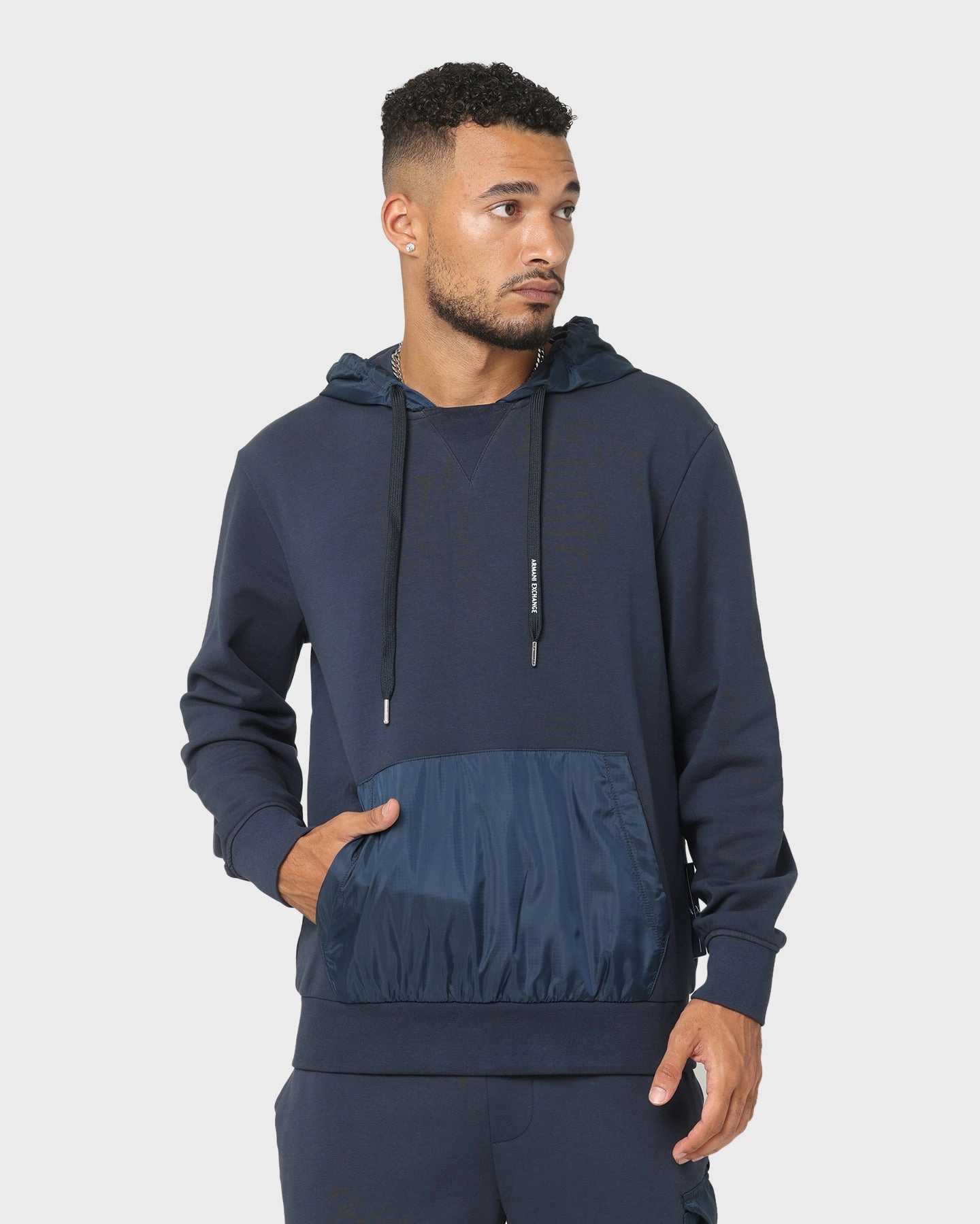 Explain Dual Layer Fabric Armani Exchange Felpa Hoodie Outer Space