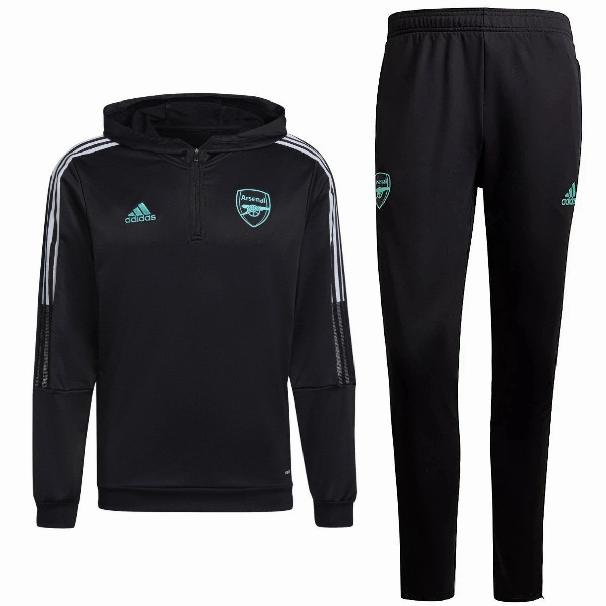 Lightweight Compression Design Arsenal FC black hooded training technical tracksuit 2022 - Adidas