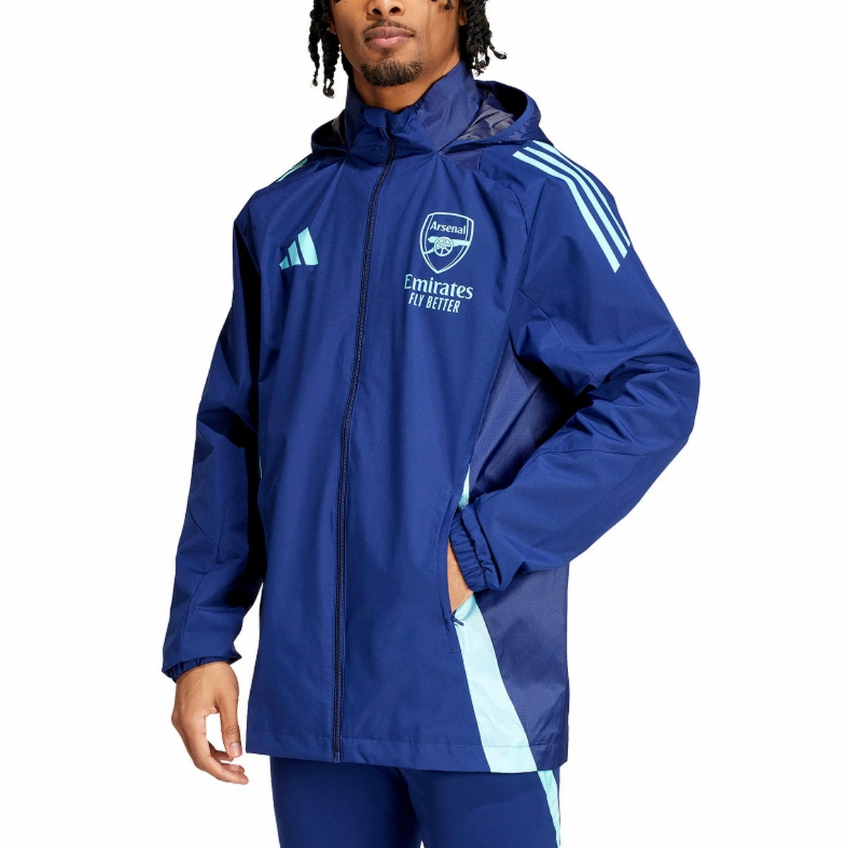 Flatlock Seam Technology MultiFunctional Design Arsenal FC navy blue soccer training rain jacket 2024/25 - Adidas