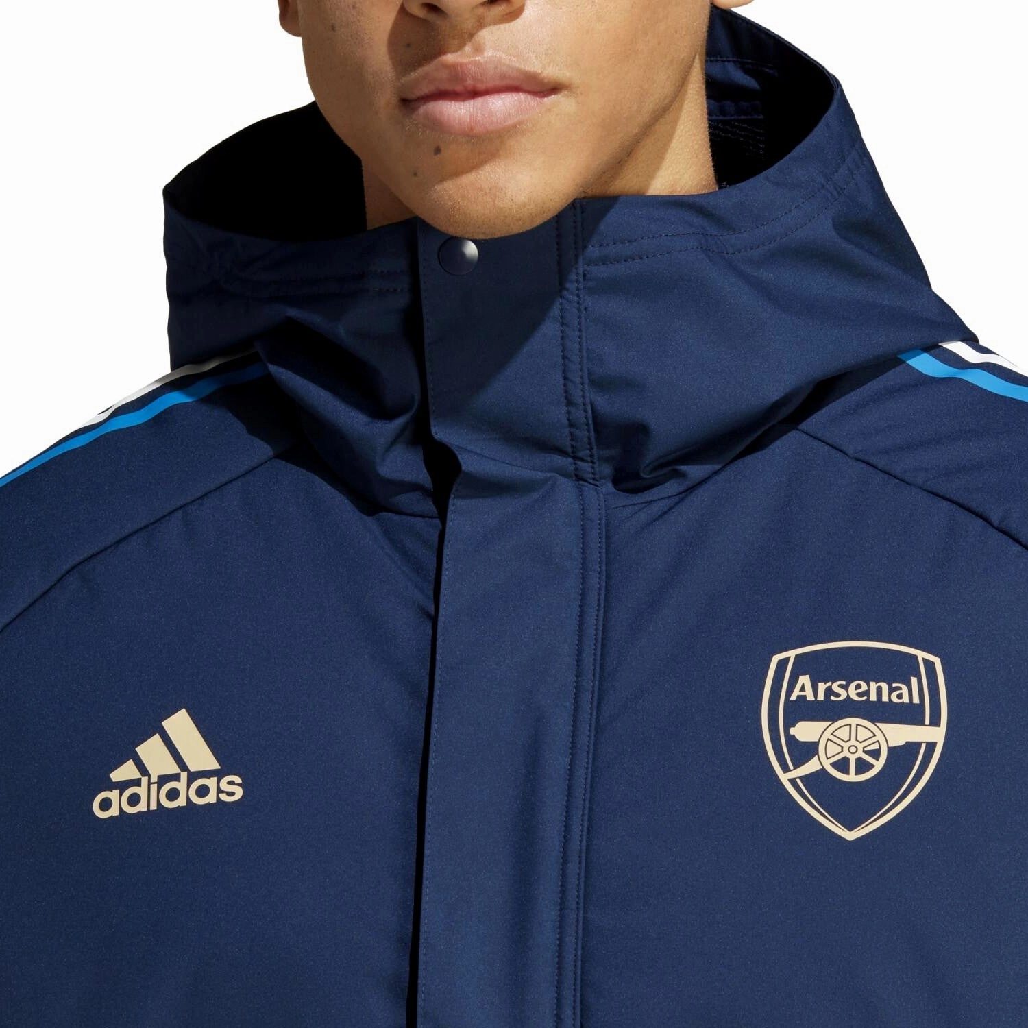 Arsenal FC Soccer parka down jacket 2022/23 navy blue - Adidas Stainless Steel Linen