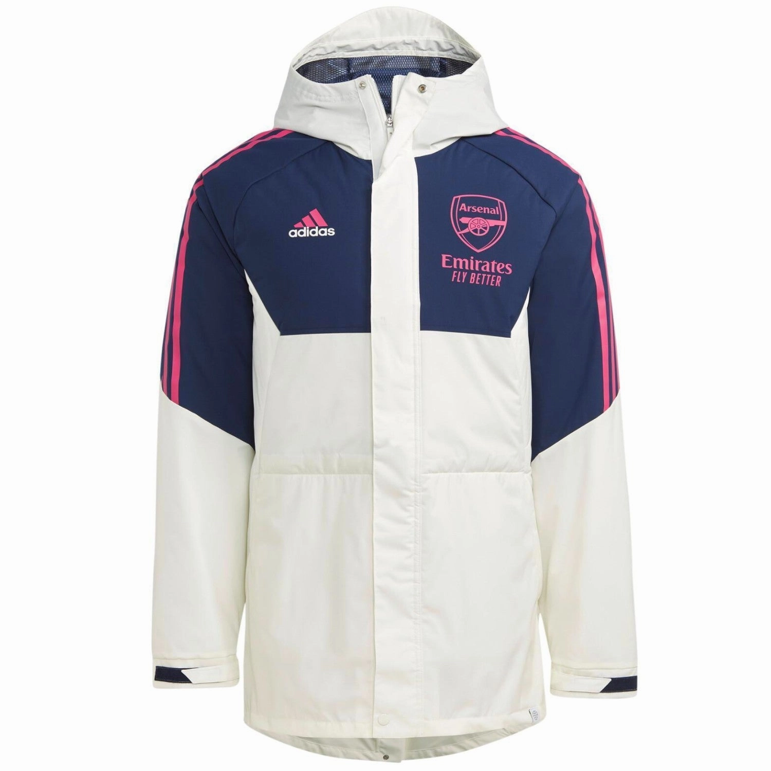 Arsenal FC Soccer parka down jacket 2023 white/blue - Adidas Diamond