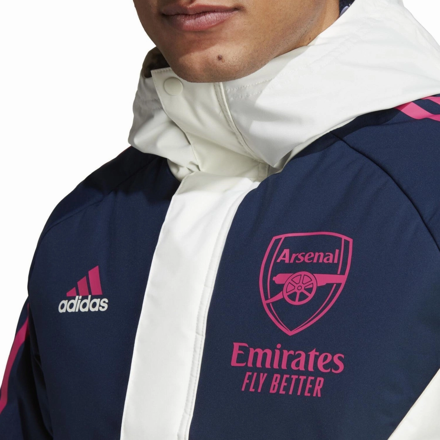 Arsenal FC Soccer parka down jacket 2023 white/blue - Adidas Bluetooth Skin-friendly