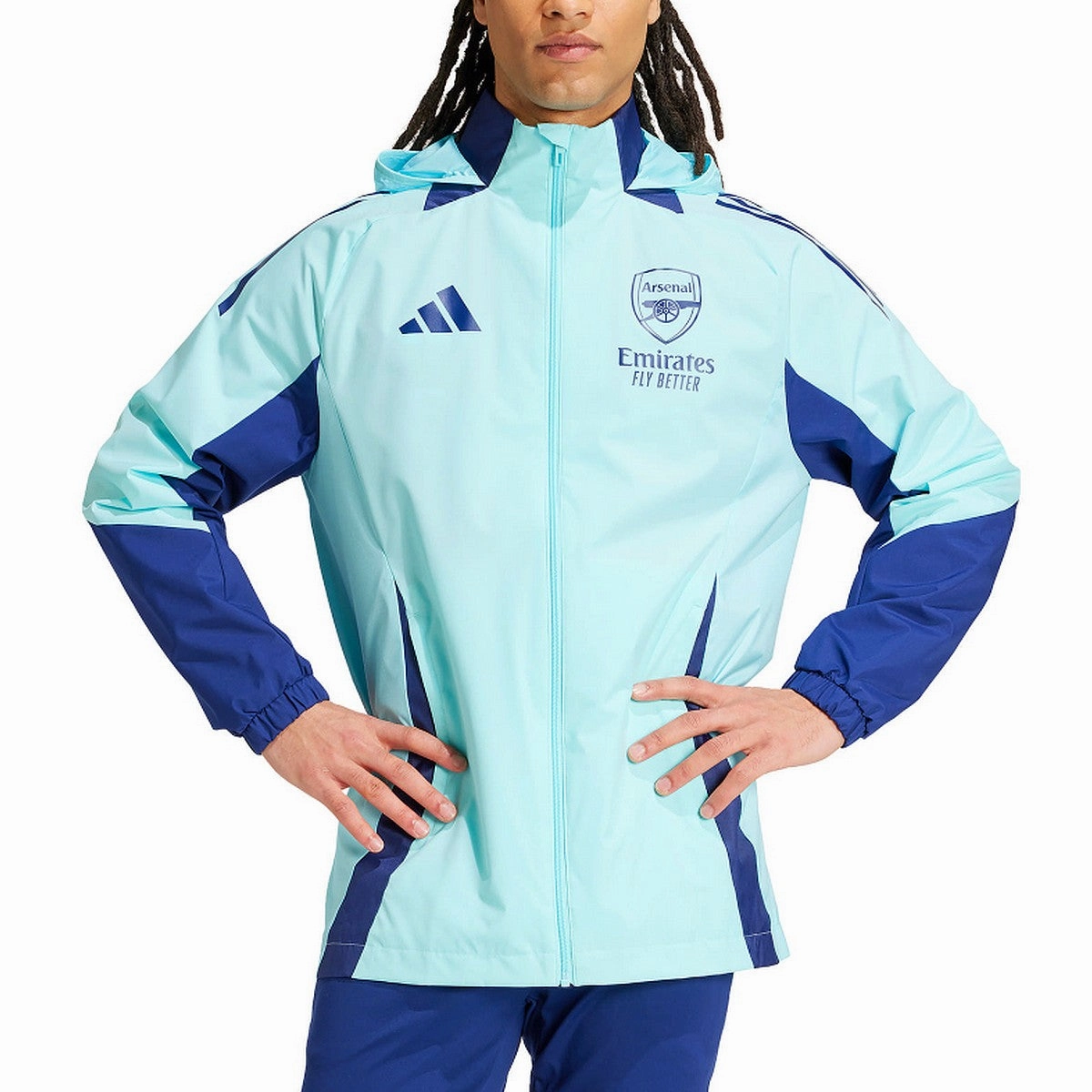 Durable Blends LowFriction Arsenal FC soccer training rain jacket 2024/25 - Adidas