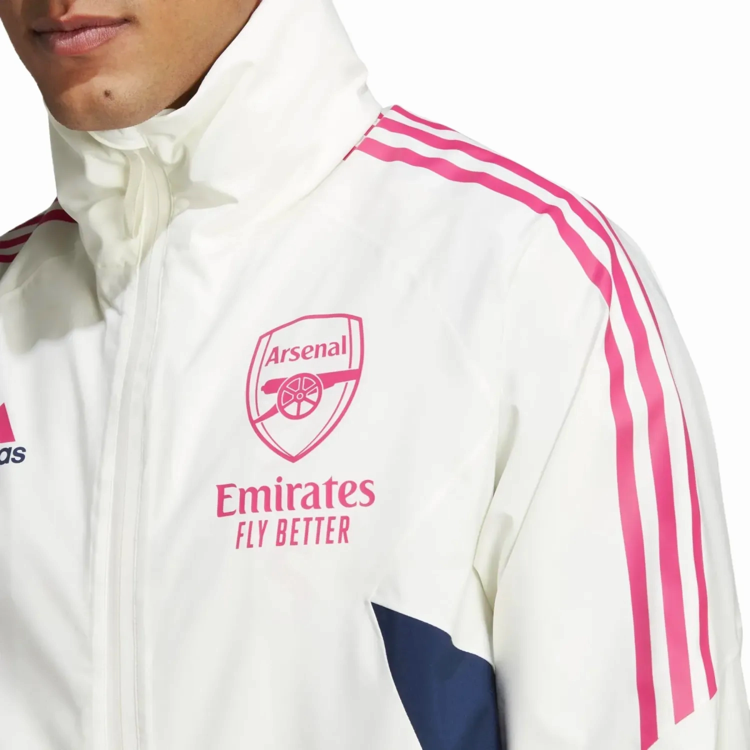 AbrasionBuffering Padding Reusable Arsenal FC waterproof Pro windbreaker jacket 2023 white/blue - Adidas