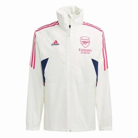 Arsenal FC waterproof Pro windbreaker jacket 2023 white/blue - Adidas Tight Fit Flame-retardant