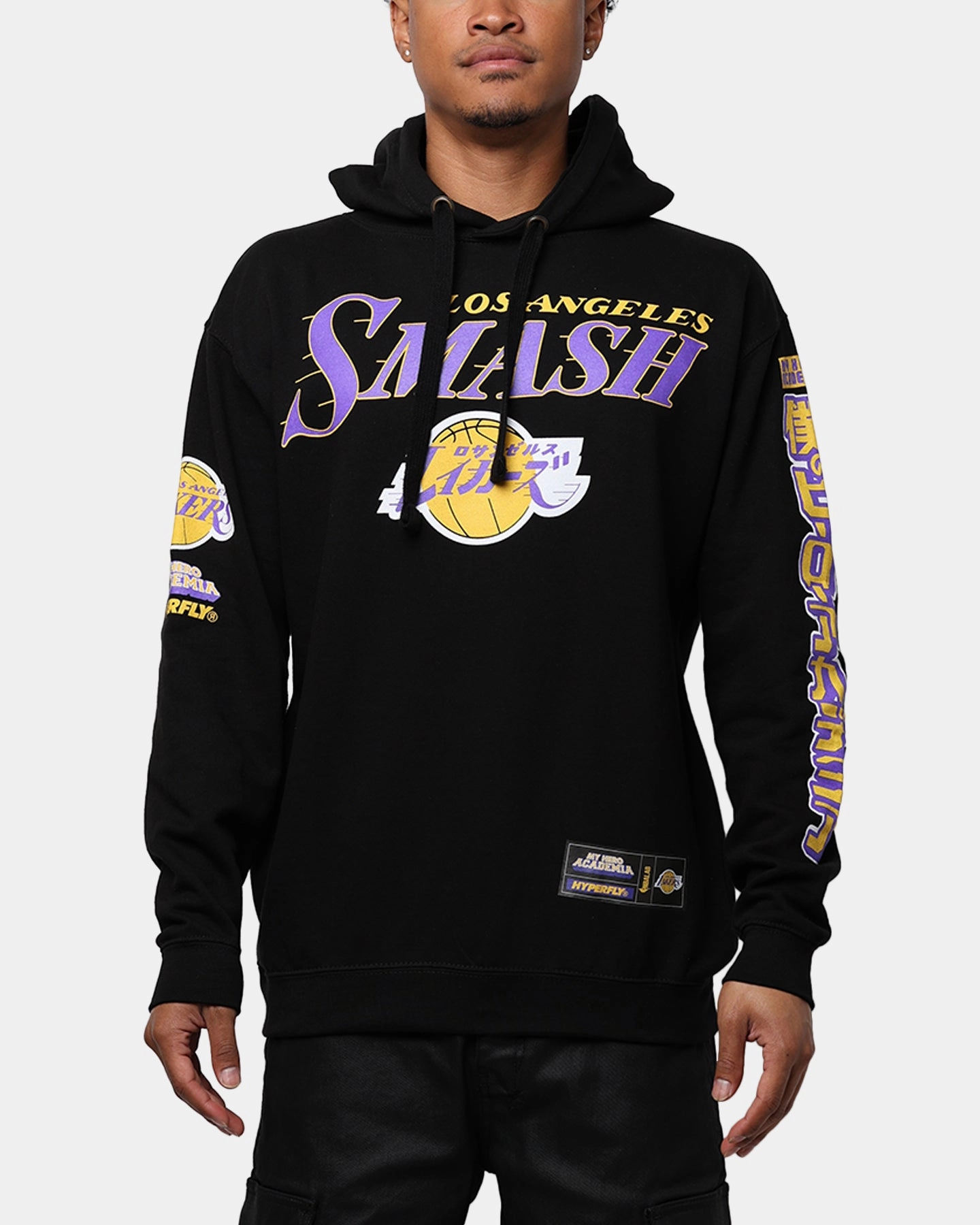 Hyperfly X My Hero Academia X NBA Los Angeles Lakers Hoodie Black Reflective accents