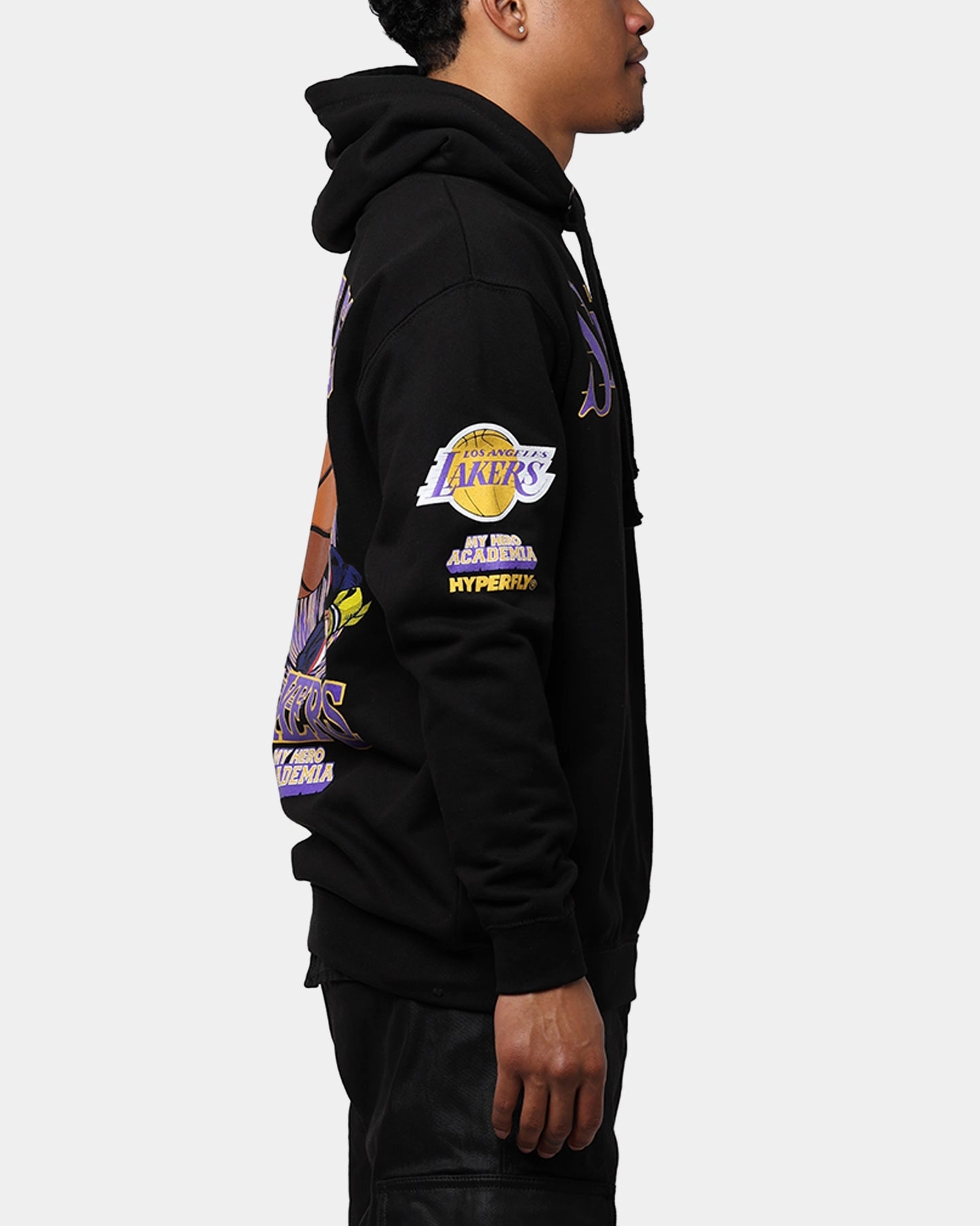 Hyperfly X My Hero Academia X NBA Los Angeles Lakers Hoodie Black petite size