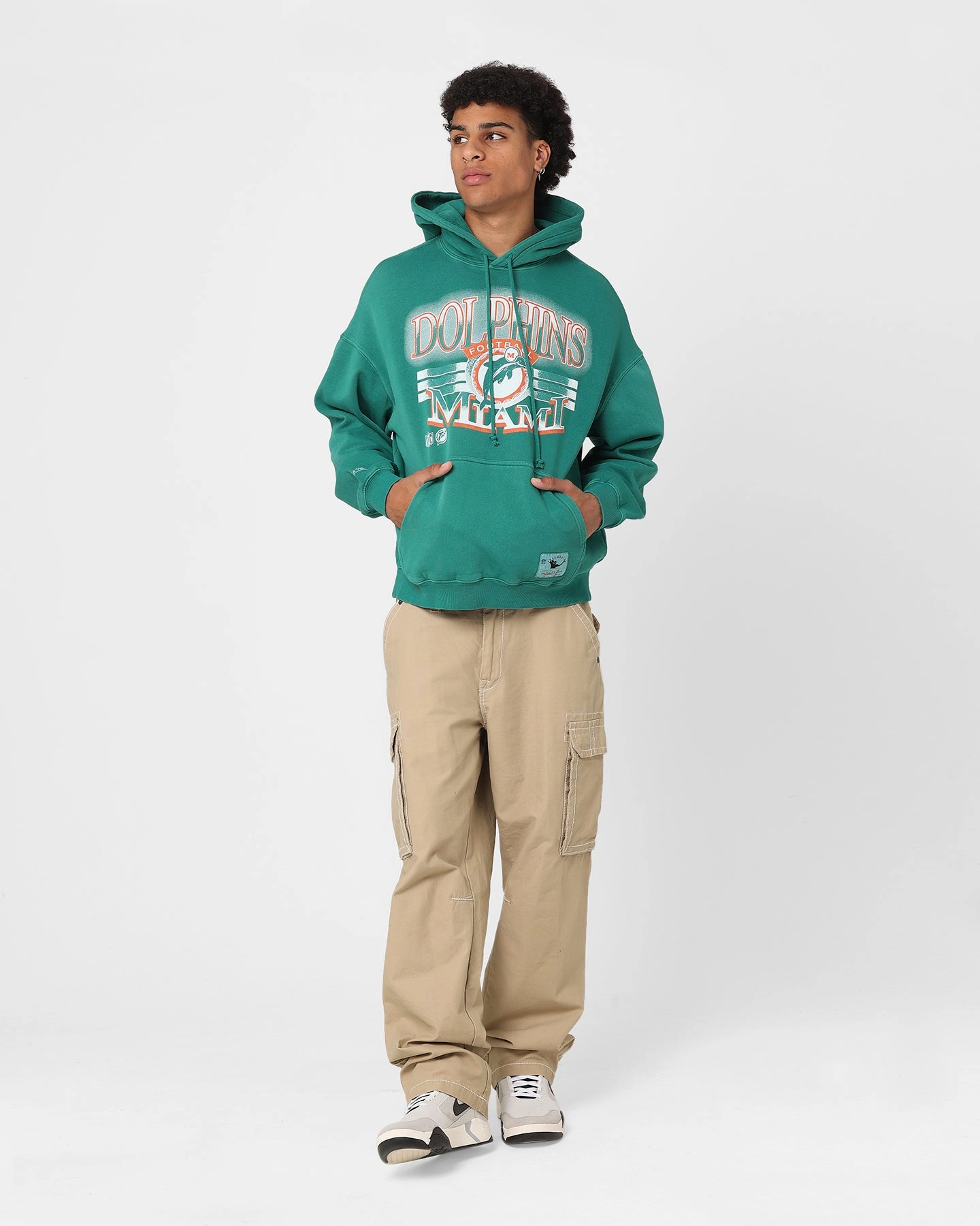Mitchell & Ness Miami Dolphins Glow Arch Hoodie Aqua teachers sunny - day look