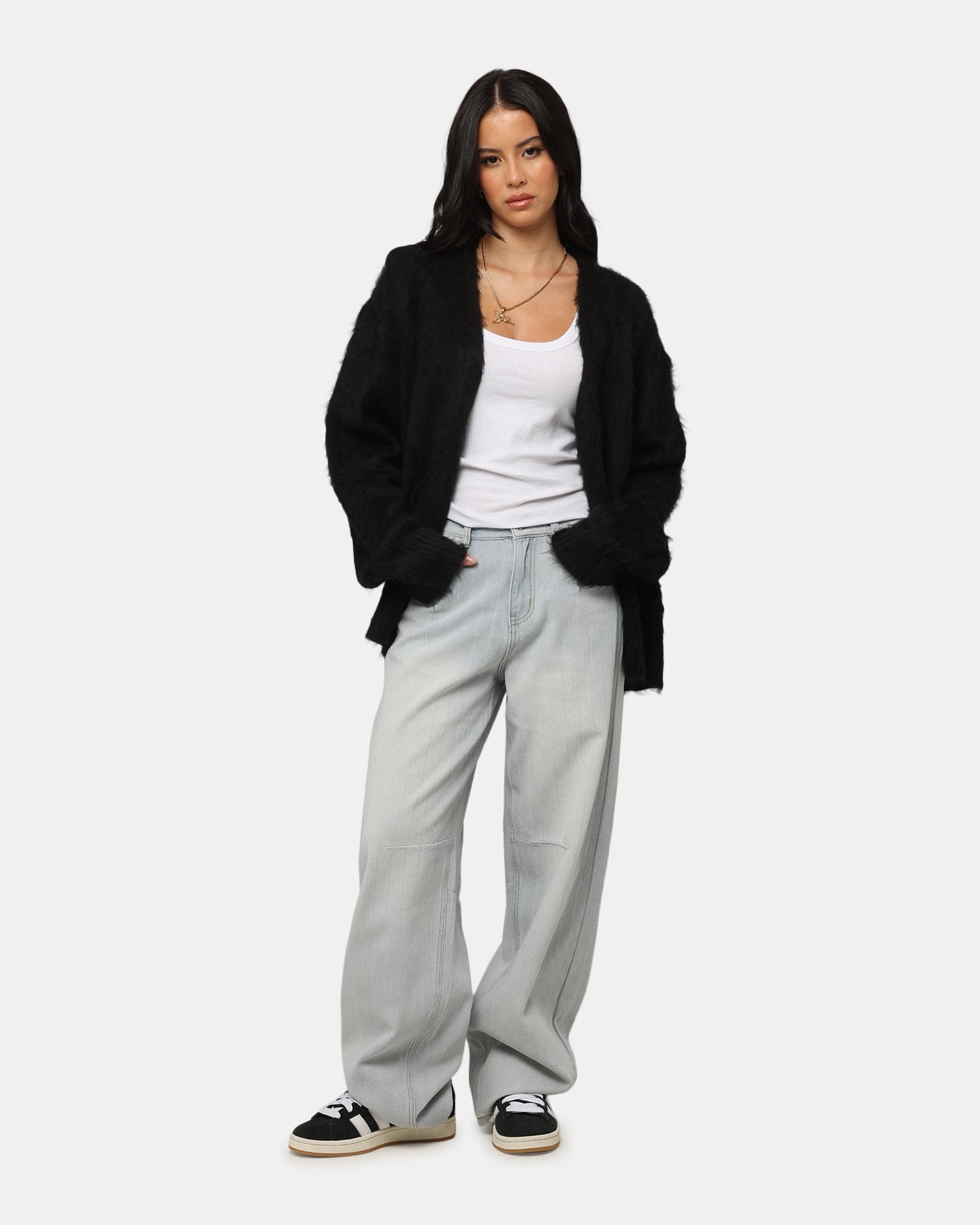 XXIII Women's Buckle Baggy Jeans Light Blue Denim Softened Seams All Round Piece