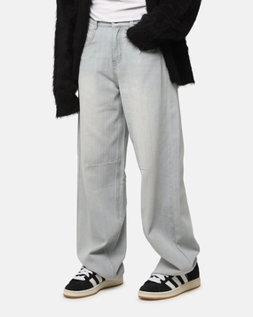 Youth Style Stylish Road Trip Easy Option XXIII Women's Buckle Baggy Jeans Light Blue Denim