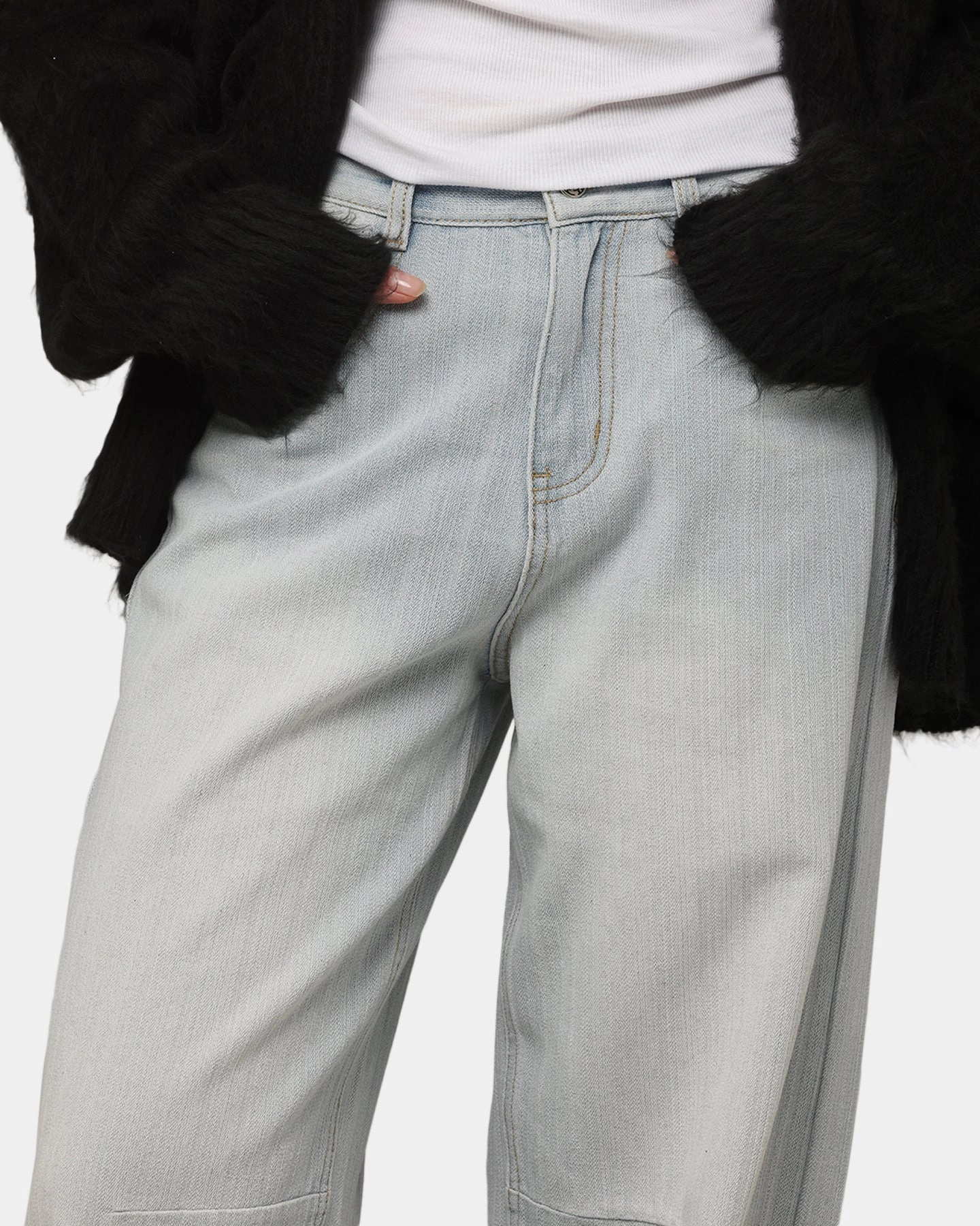 Lifestyle Ready XXIII Women's Buckle Baggy Jeans Light Blue Denim