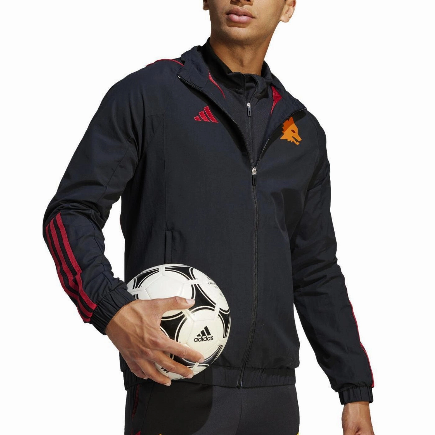 AS Roma black presentation Soccer tracksuit 2023/24 - Adidas Model Quick Release Fastener
