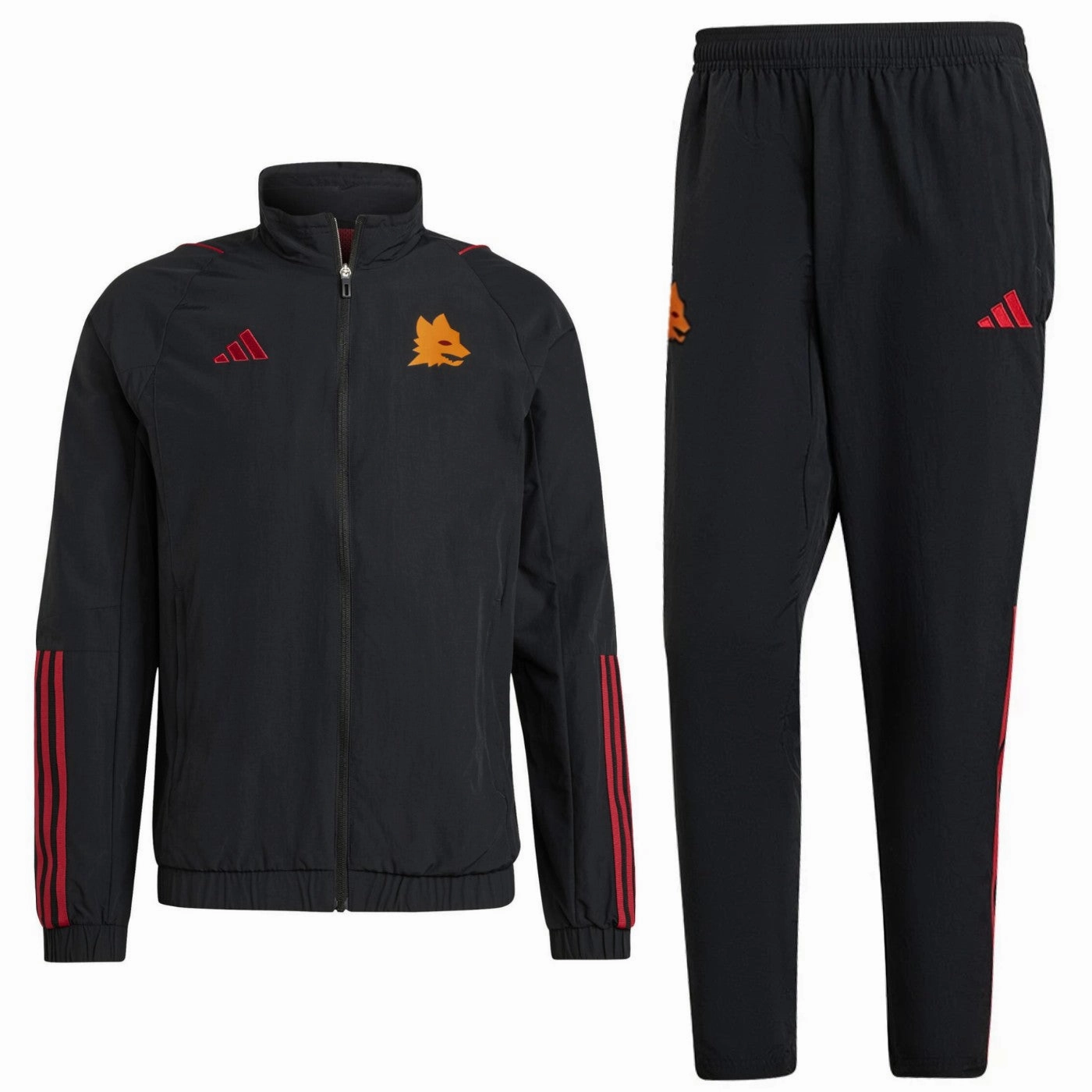 Reinforced Stitching Thermoregulation Tech AS Roma black presentation Soccer tracksuit 2023/24 - Adidas