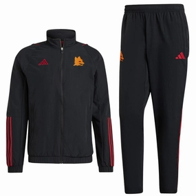 Reinforced Stitching Thermoregulation Tech AS Roma black presentation Soccer tracksuit 2023/24 - Adidas