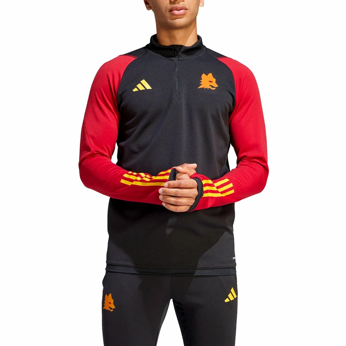 Hooded Design AS Roma training technical Soccer tracksuit 2023/24 - Adidas