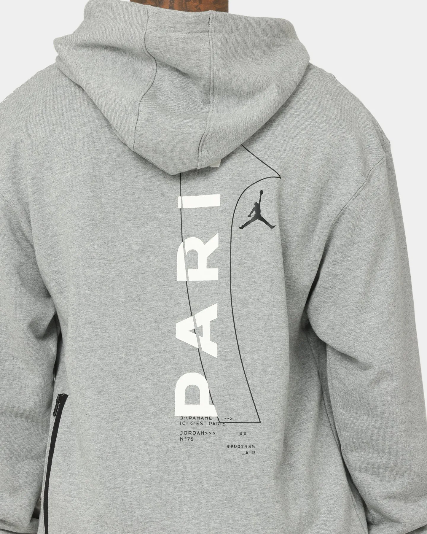 Jordan X Paris Saint-Germain Fleece Pullover Hoodie Dark Grey Heather Build layering option