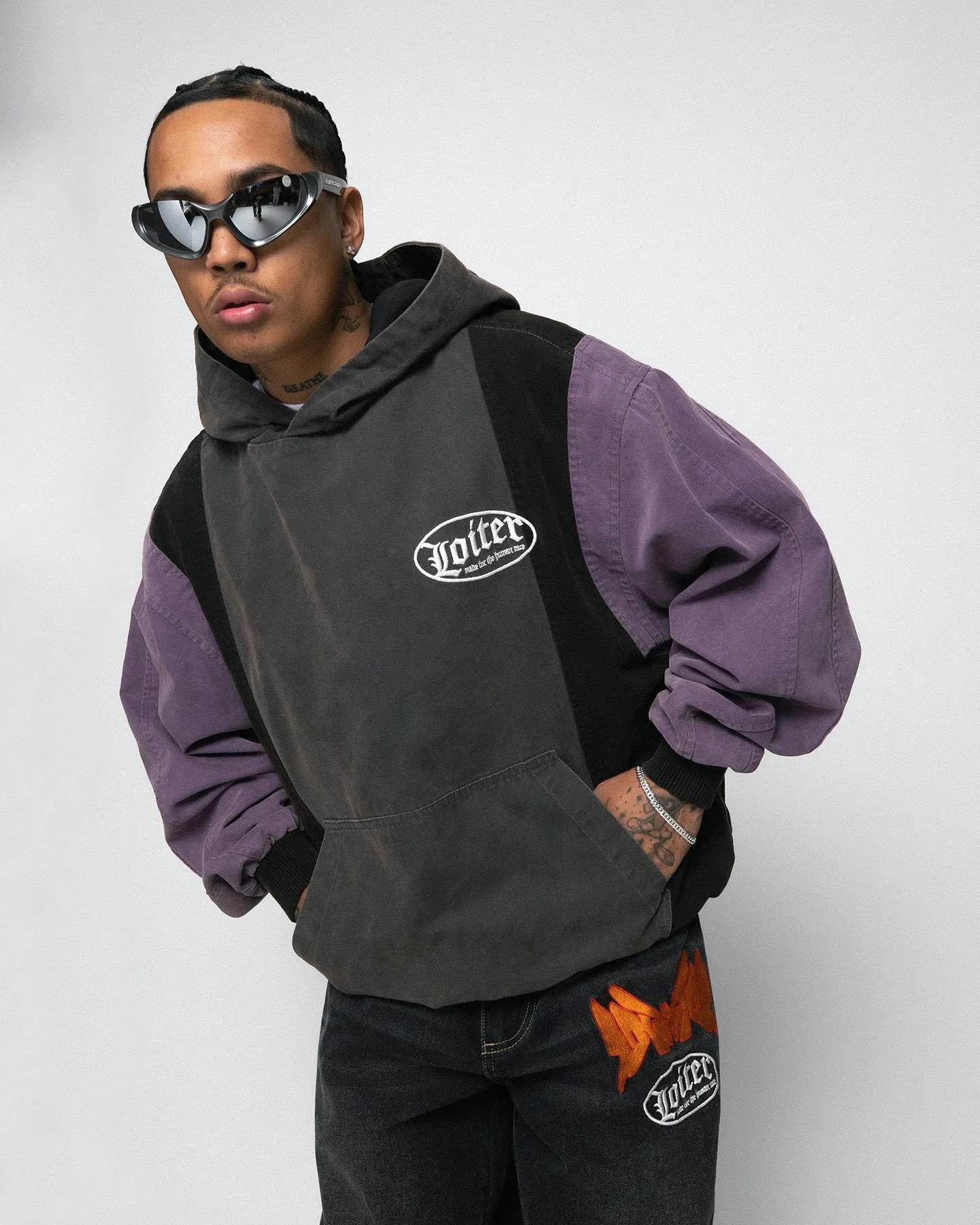 Remember Loiter Splinter Hoodie Charcoal/Purple