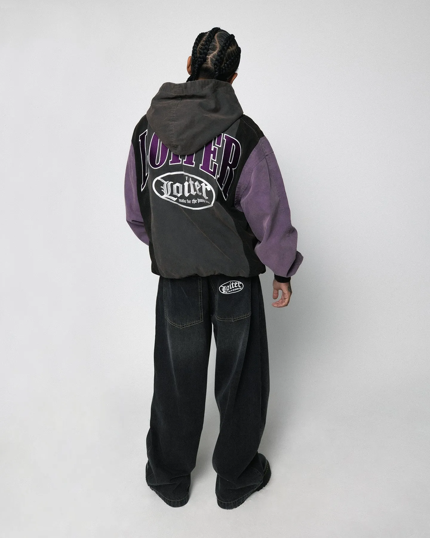 Loiter Splinter Hoodie Charcoal/Purple Purse Layered Comfort