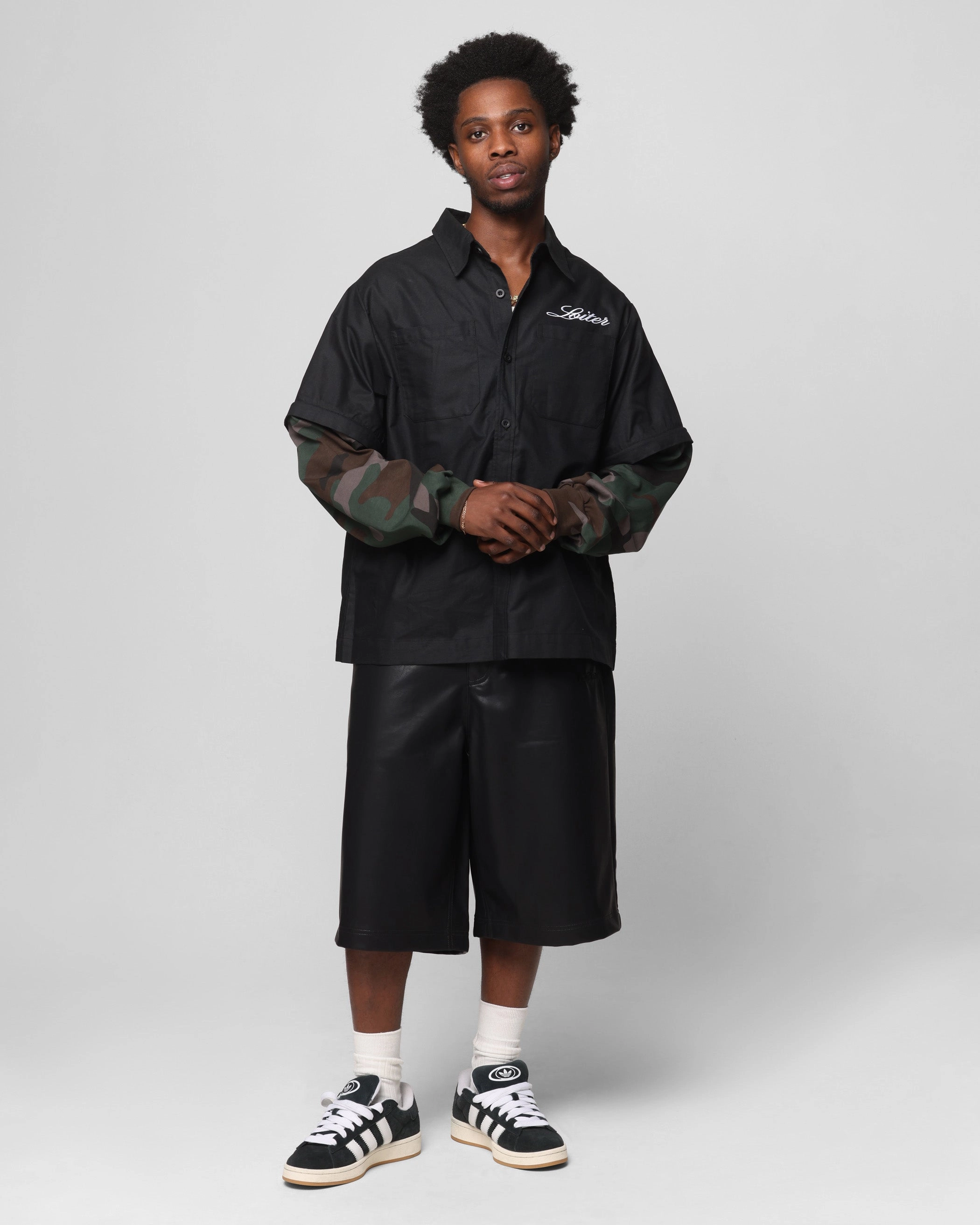 Layering Piece Printed design Loiter Art Studio Work Shirt Black/Camo