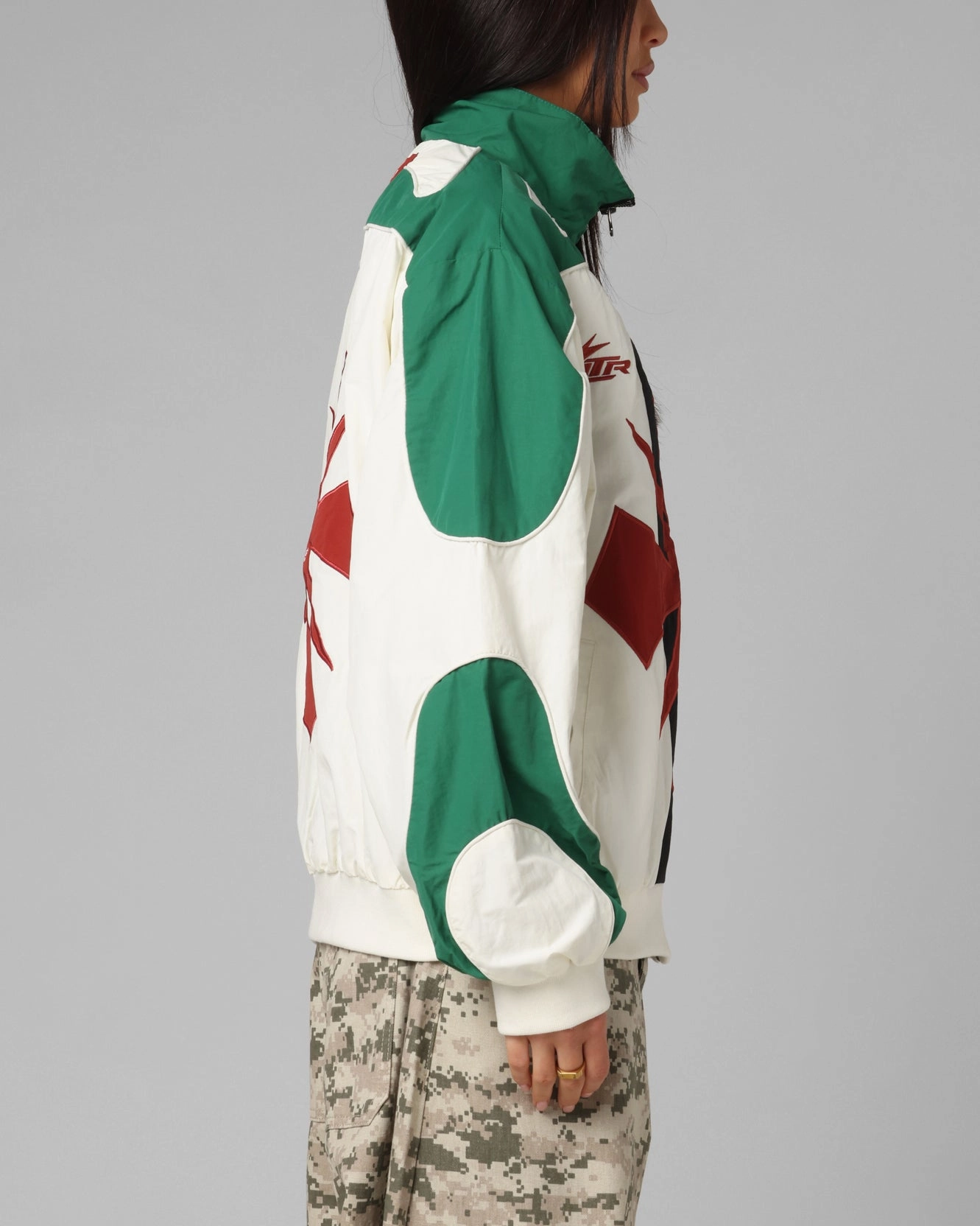 Loiter Club Classic Track Jacket White/Green Circulate Windproof Wear