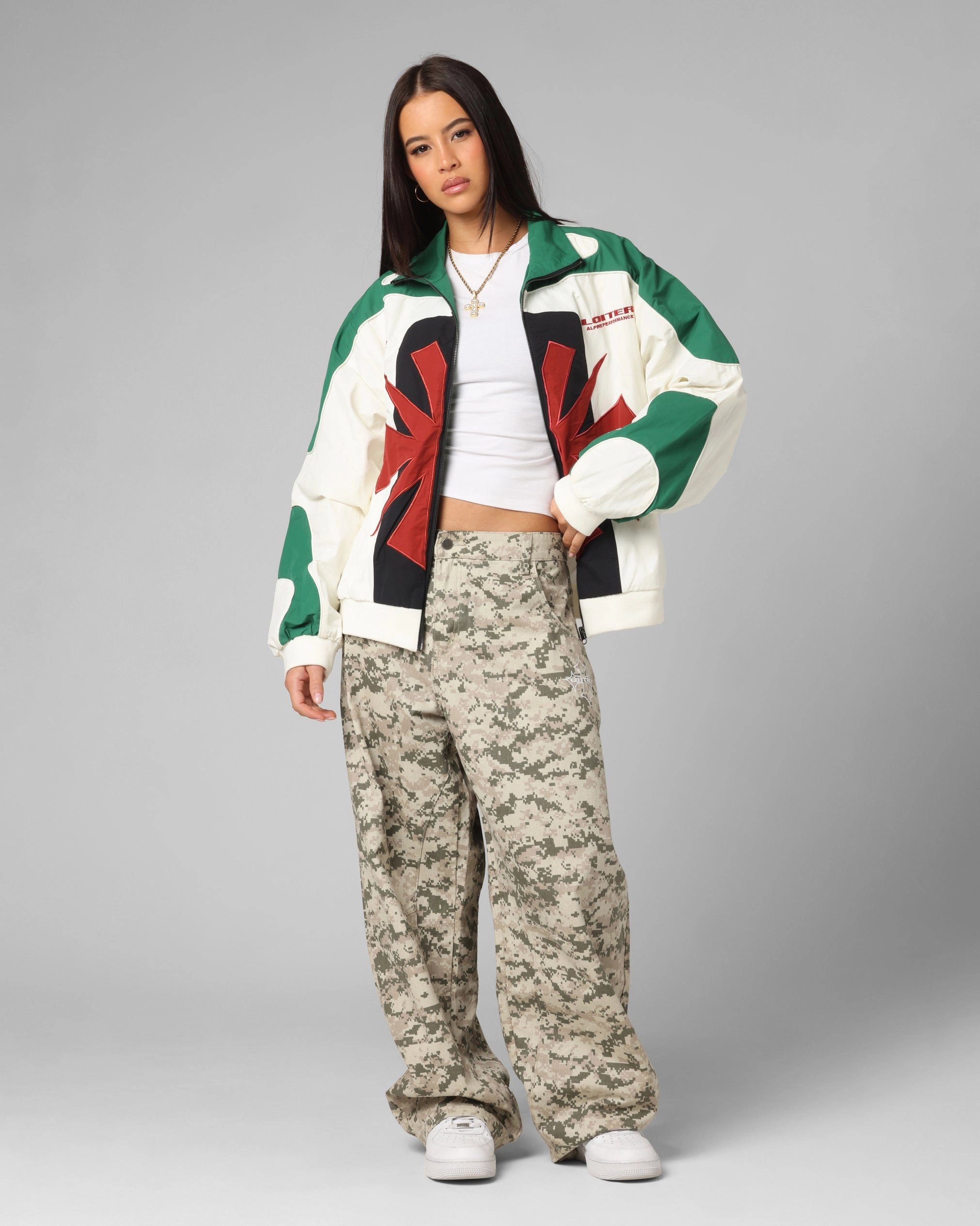 Worship college Loiter Club Classic Track Jacket White/Green