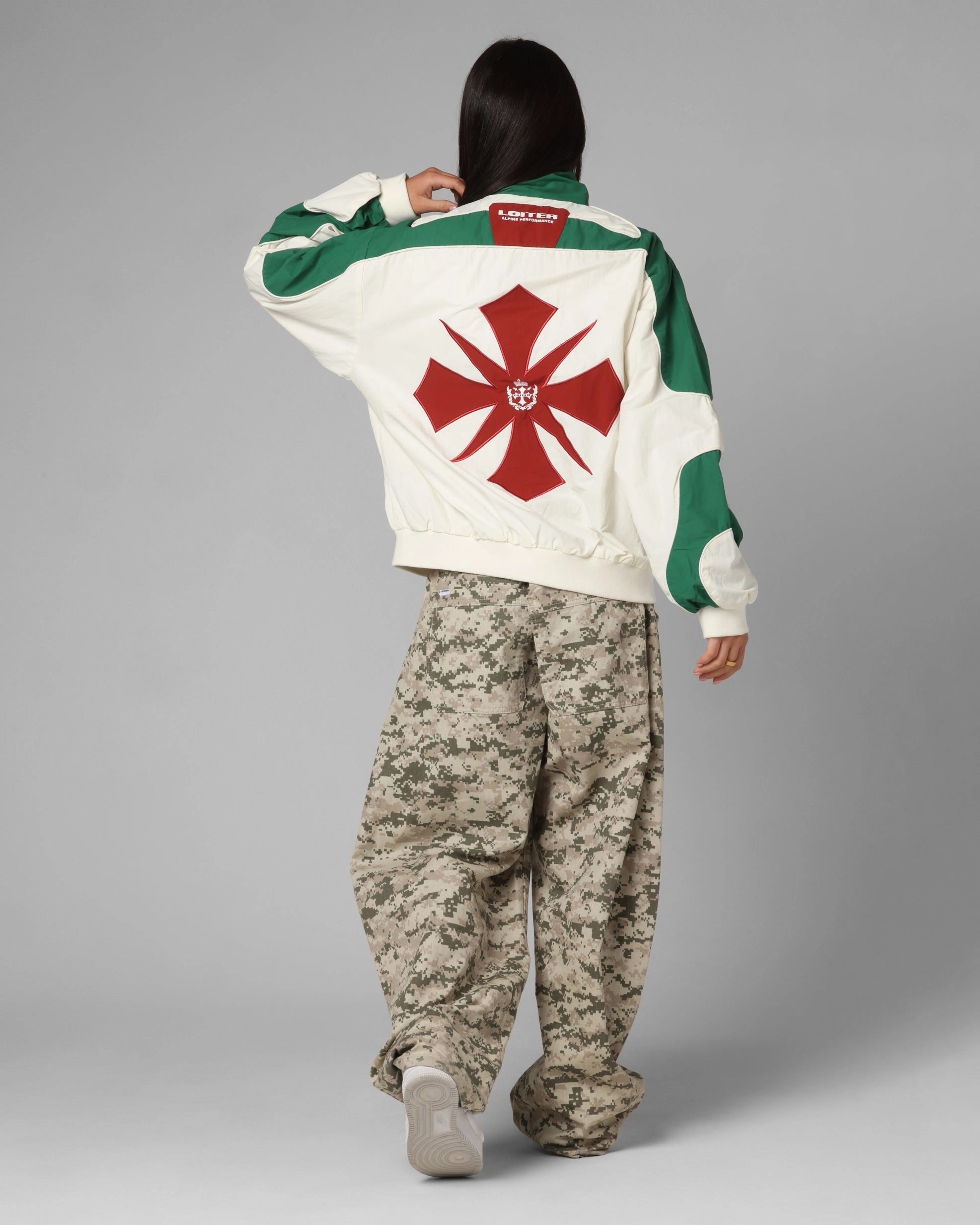 Loiter Club Classic Track Jacket White/Green Christmas outfit