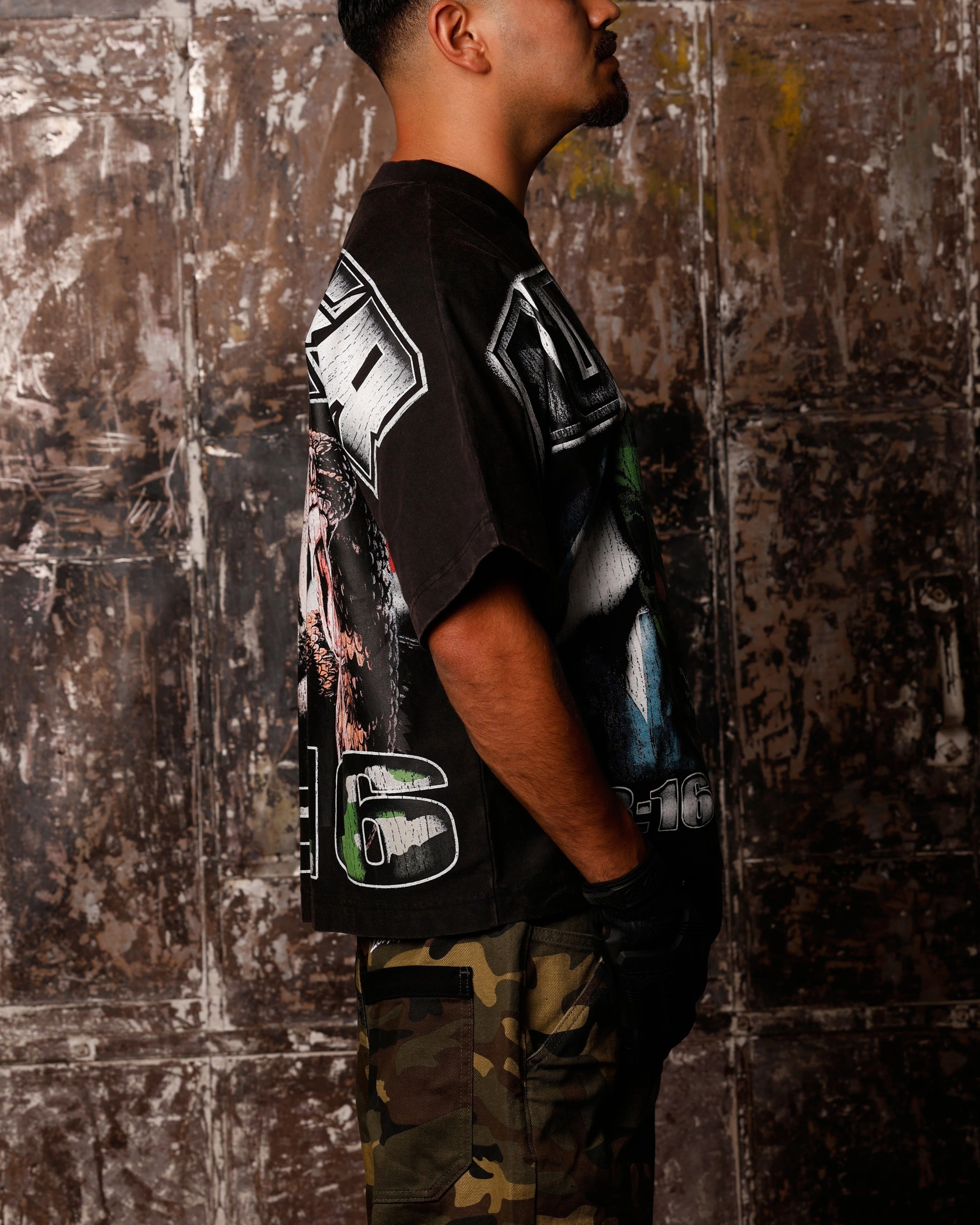 Loiter X WWE Stone Cold Vintage T-Shirt Vintage Black Casual Comfort Top