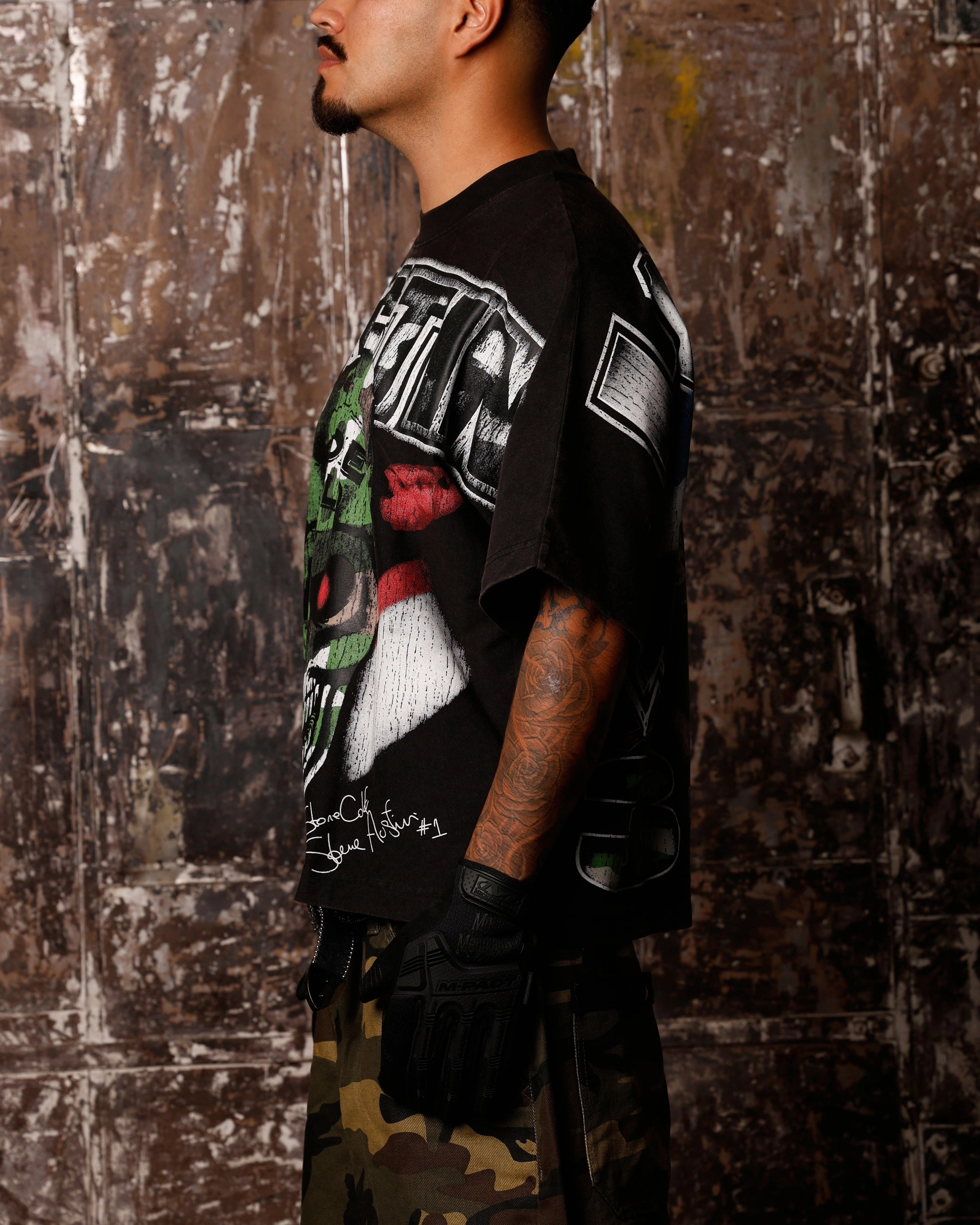 Essential Fit Loiter X WWE Stone Cold Vintage T-Shirt Vintage Black