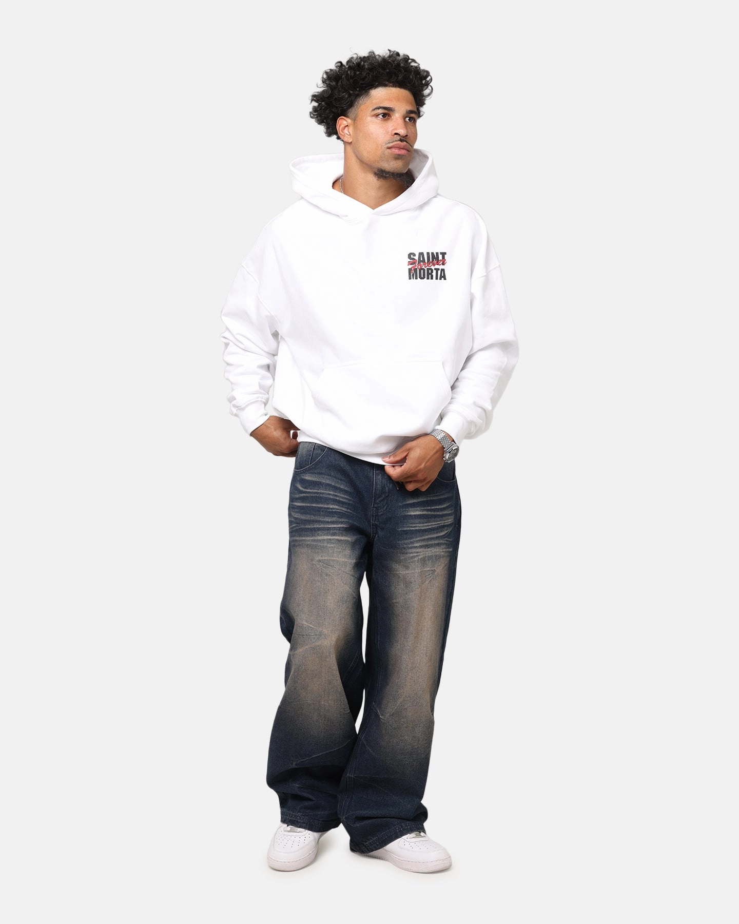 Eco Friendly Textiles Athlete Favorite Saint Morta Forever Boxy Hoodie White