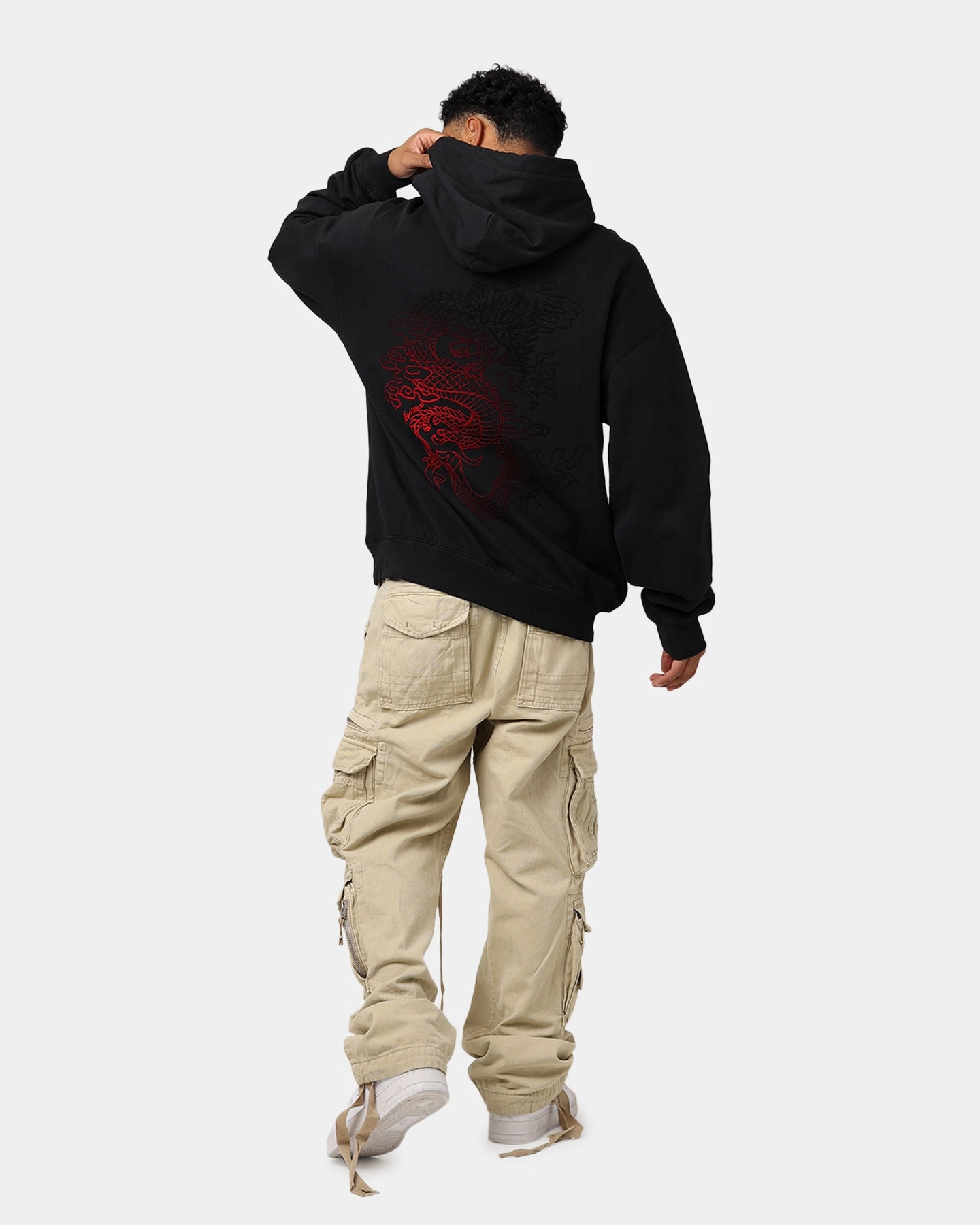 Clock Animal Print Avirex Dragon Hoodie Black