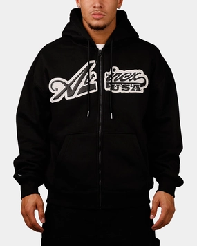 Avirex Script Full Zip Hoodie Black Core Utility Compression Strap Adjustment