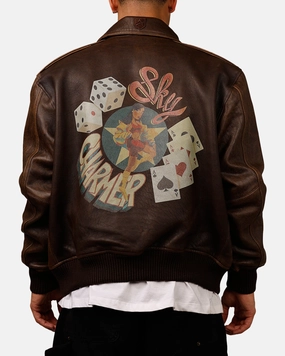 Active Use Reinforced Stitching Avirex Sky Charmer Jacket Vintage Brown