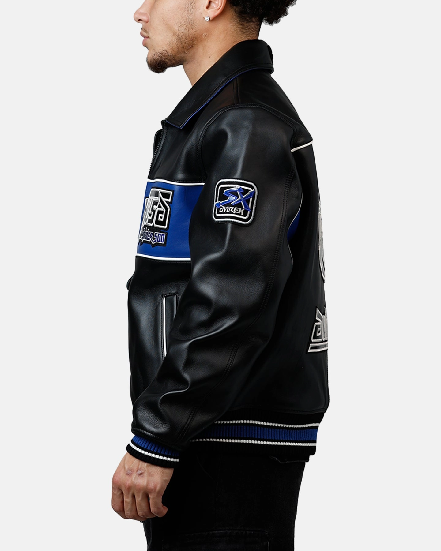 Avirex Spider Racing Jacket Black/Blue clearance Express