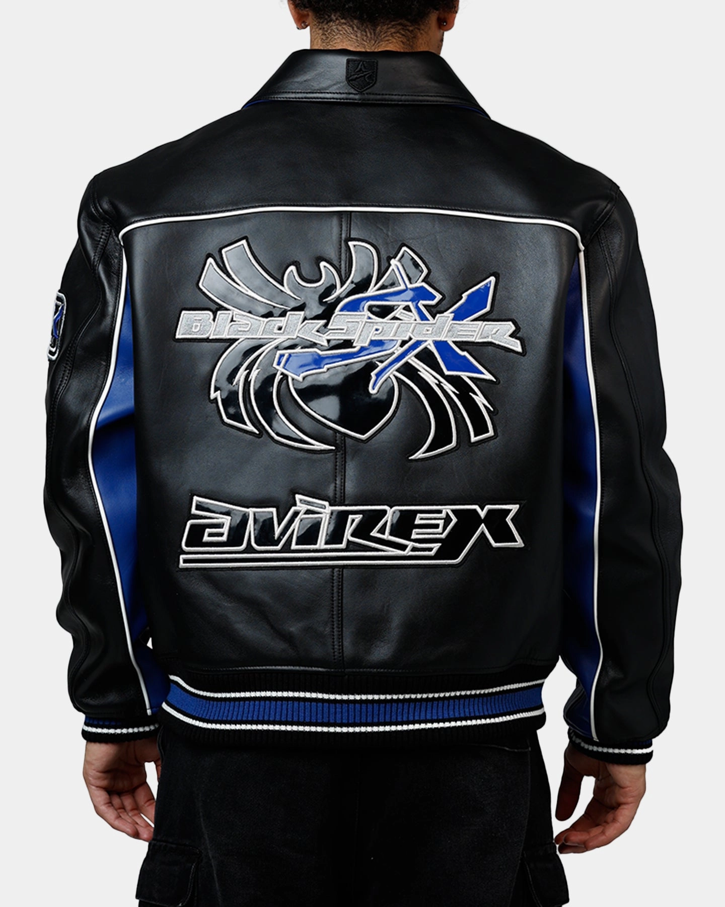 Avirex Spider Racing Jacket Black/Blue ConvertibleCollar