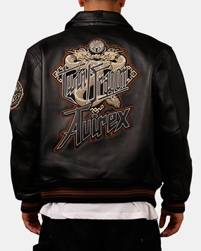 rehearsal Convertible Collar Style Avirex Twin Dragon Jacket Black